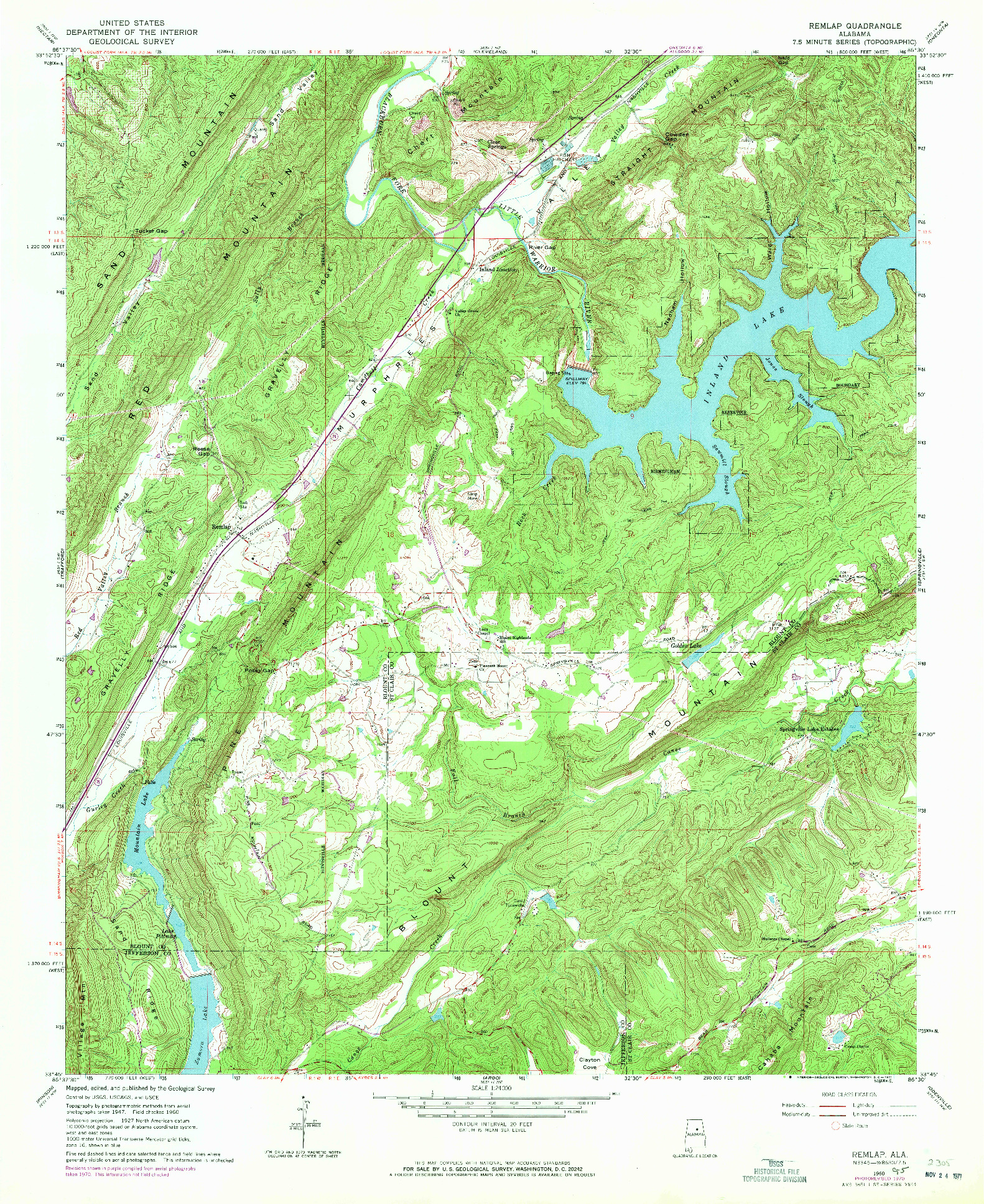 USGS 1:24000-SCALE QUADRANGLE FOR REMLAP, AL 1960