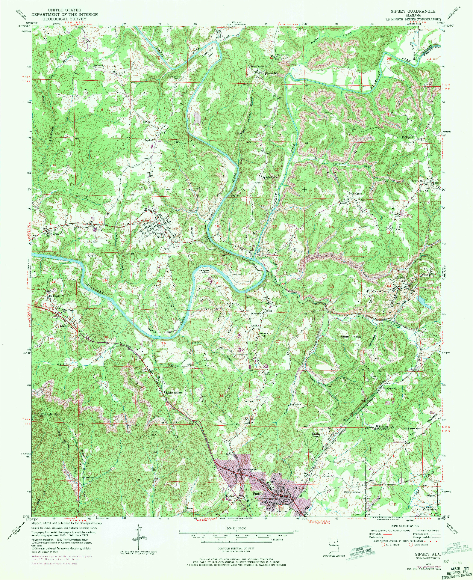 USGS 1:24000-SCALE QUADRANGLE FOR SIPSEY, AL 1949