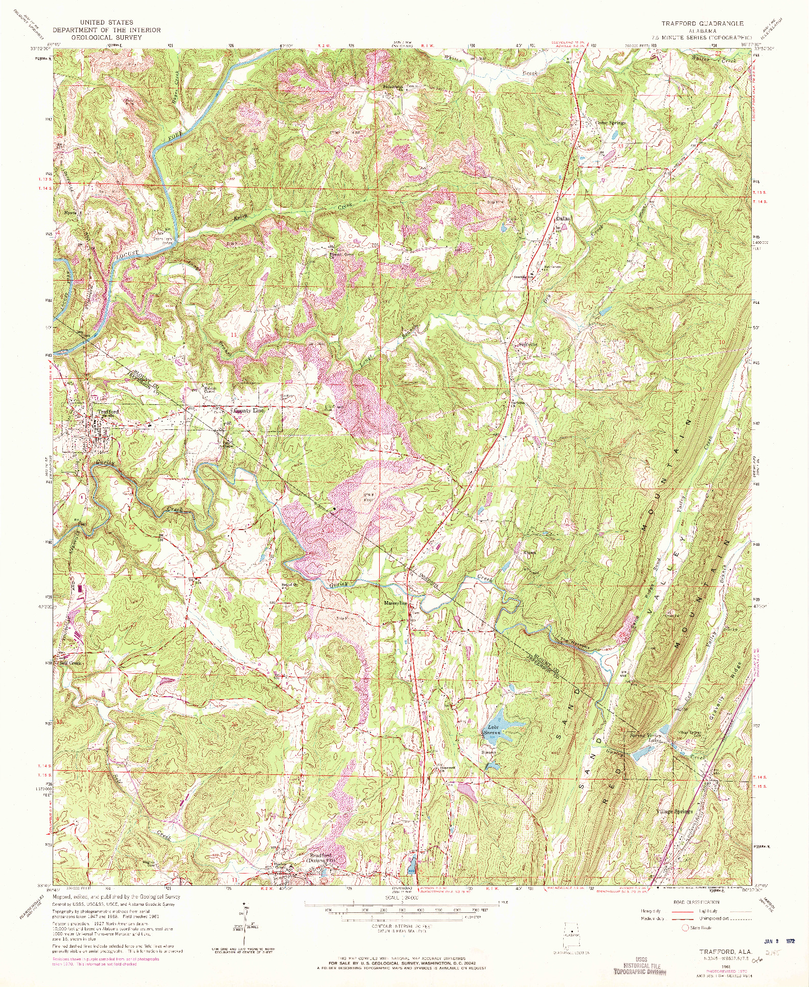 USGS 1:24000-SCALE QUADRANGLE FOR TRAFFORD, AL 1961
