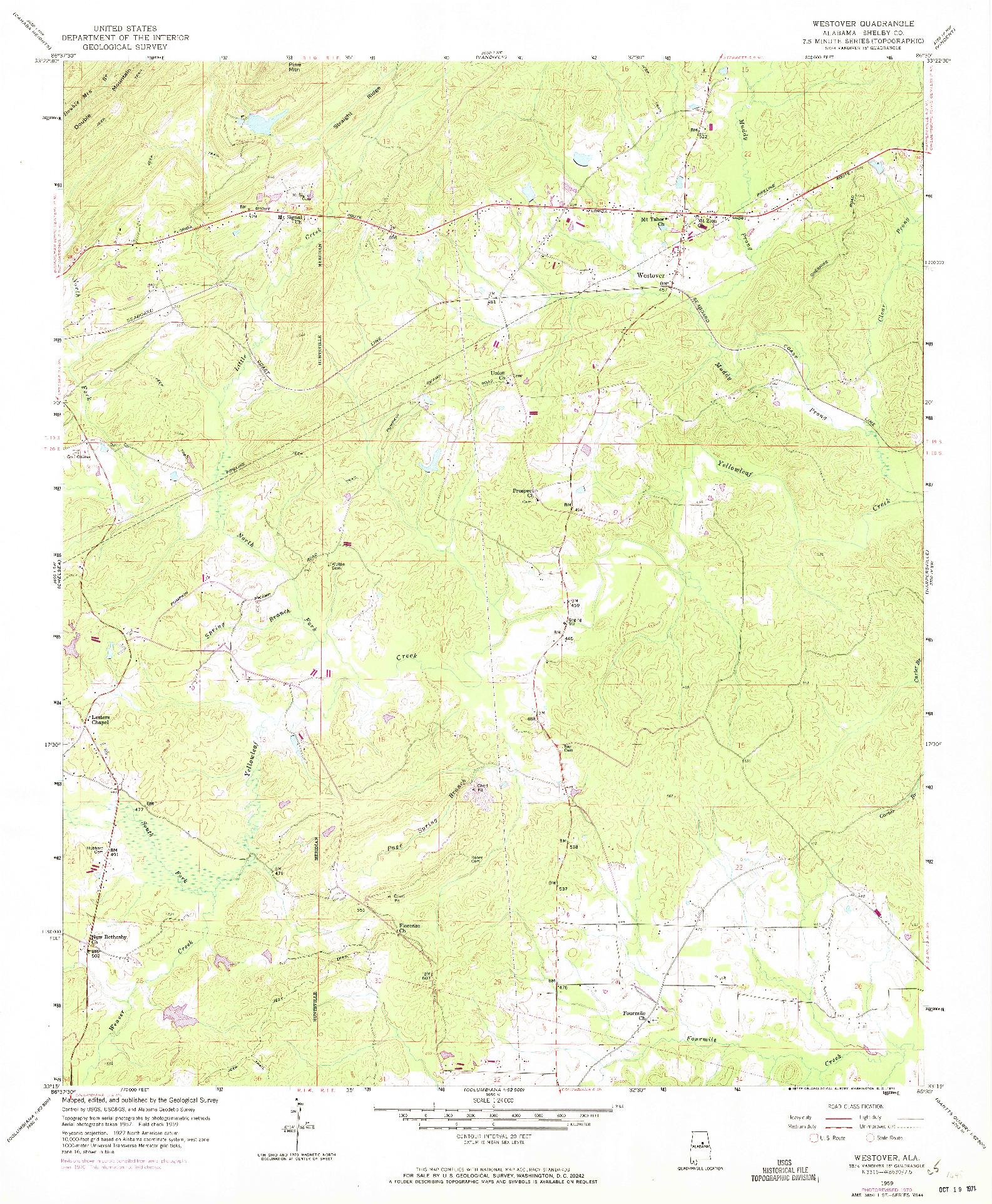USGS 1:24000-SCALE QUADRANGLE FOR WESTOVER, AL 1959