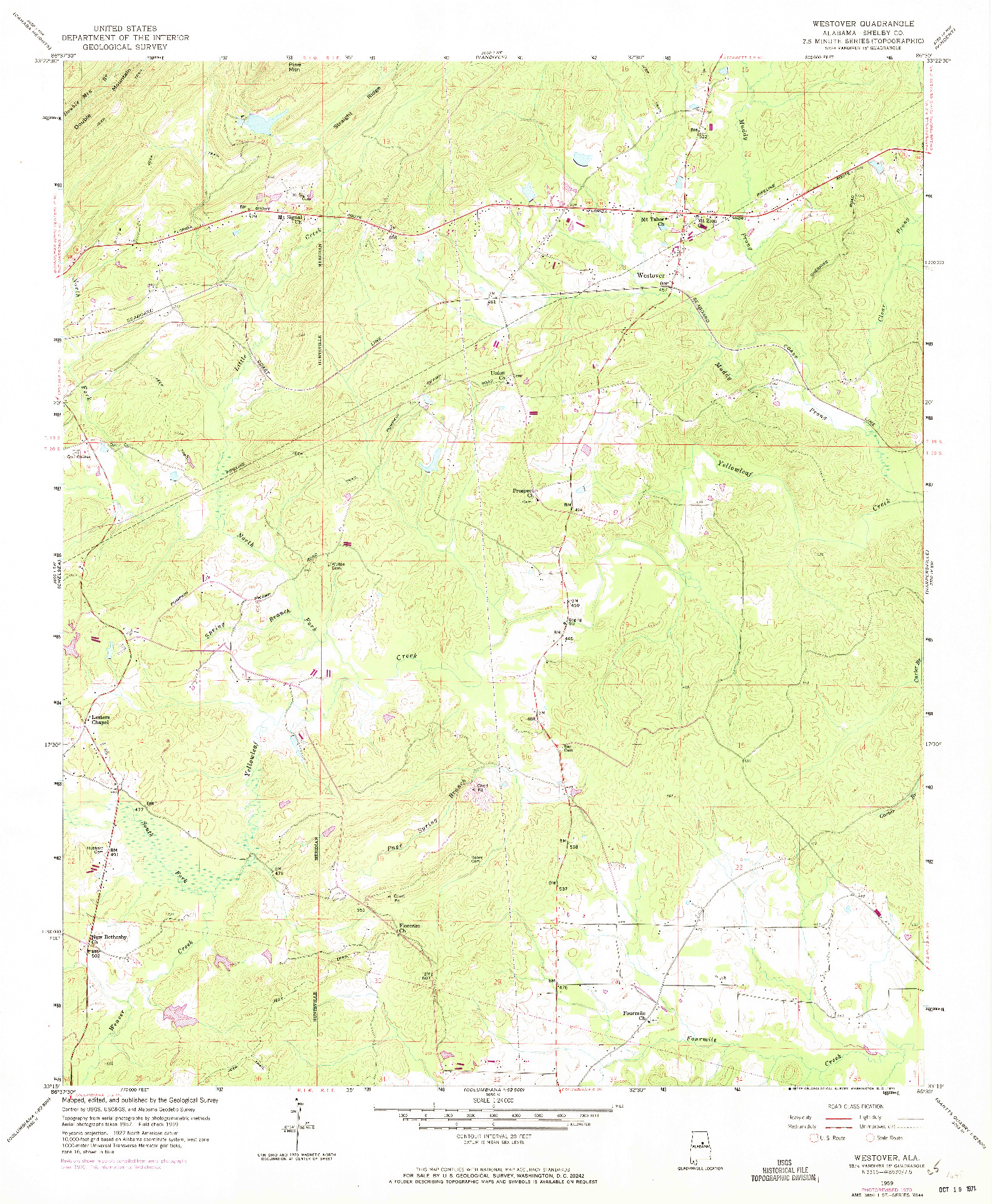 USGS 1:24000-SCALE QUADRANGLE FOR WESTOVER, AL 1959