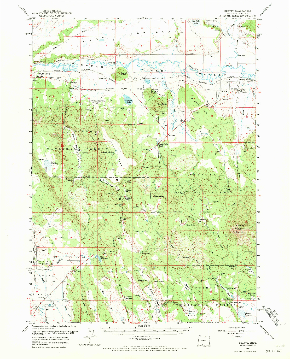 USGS 1:62500-SCALE QUADRANGLE FOR BEATTY, OR 1960