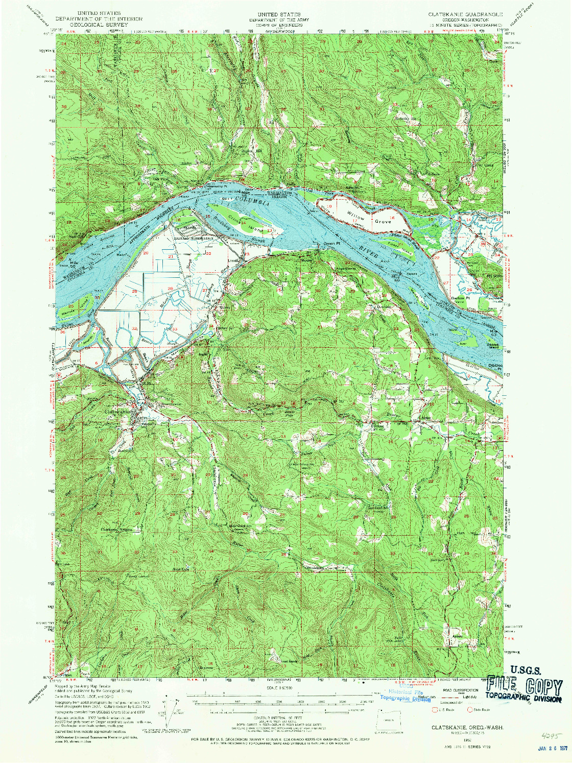 USGS 1:62500-SCALE QUADRANGLE FOR CLATSKANIE, OR 1952