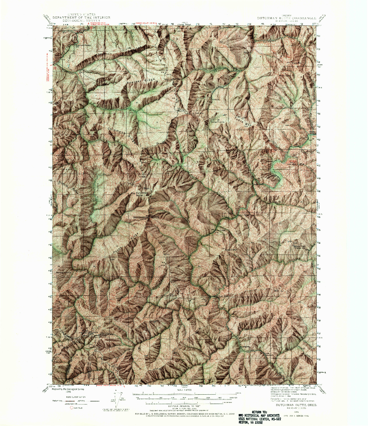 USGS 1:62500-SCALE QUADRANGLE FOR DUTCHMAN BUTTE, OR 1946