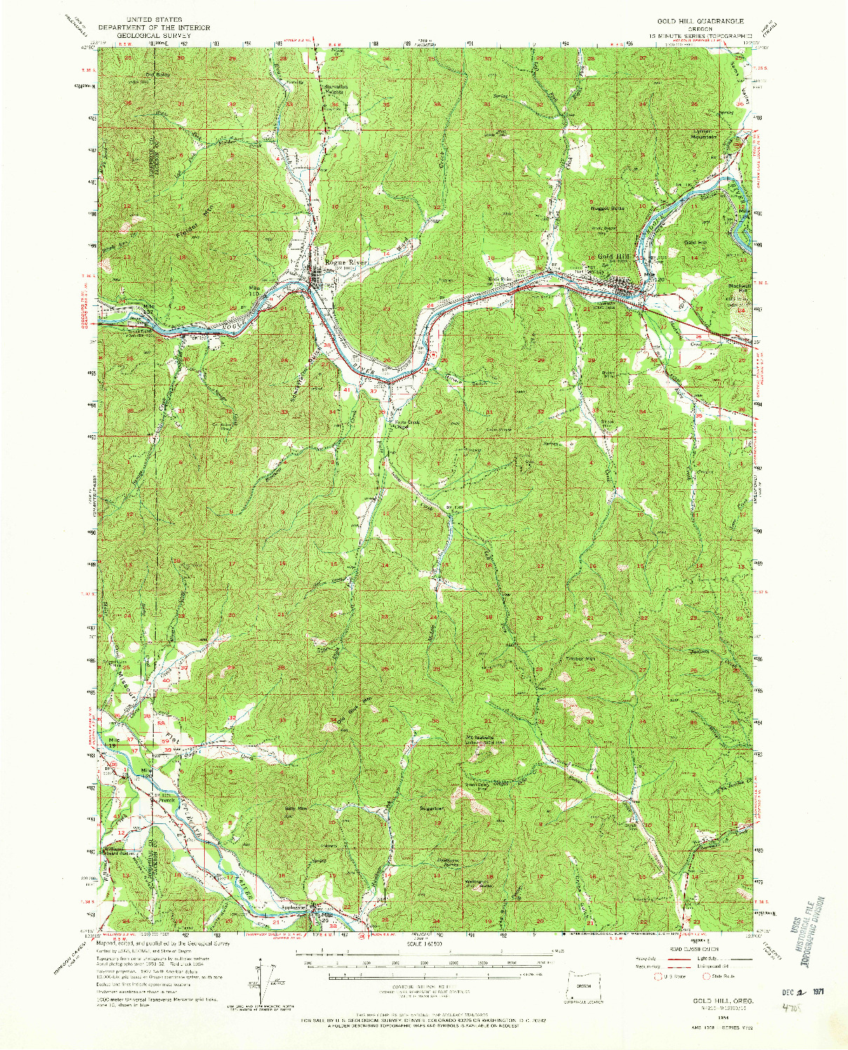 USGS 1:62500-SCALE QUADRANGLE FOR GOLD HILL, OR 1954