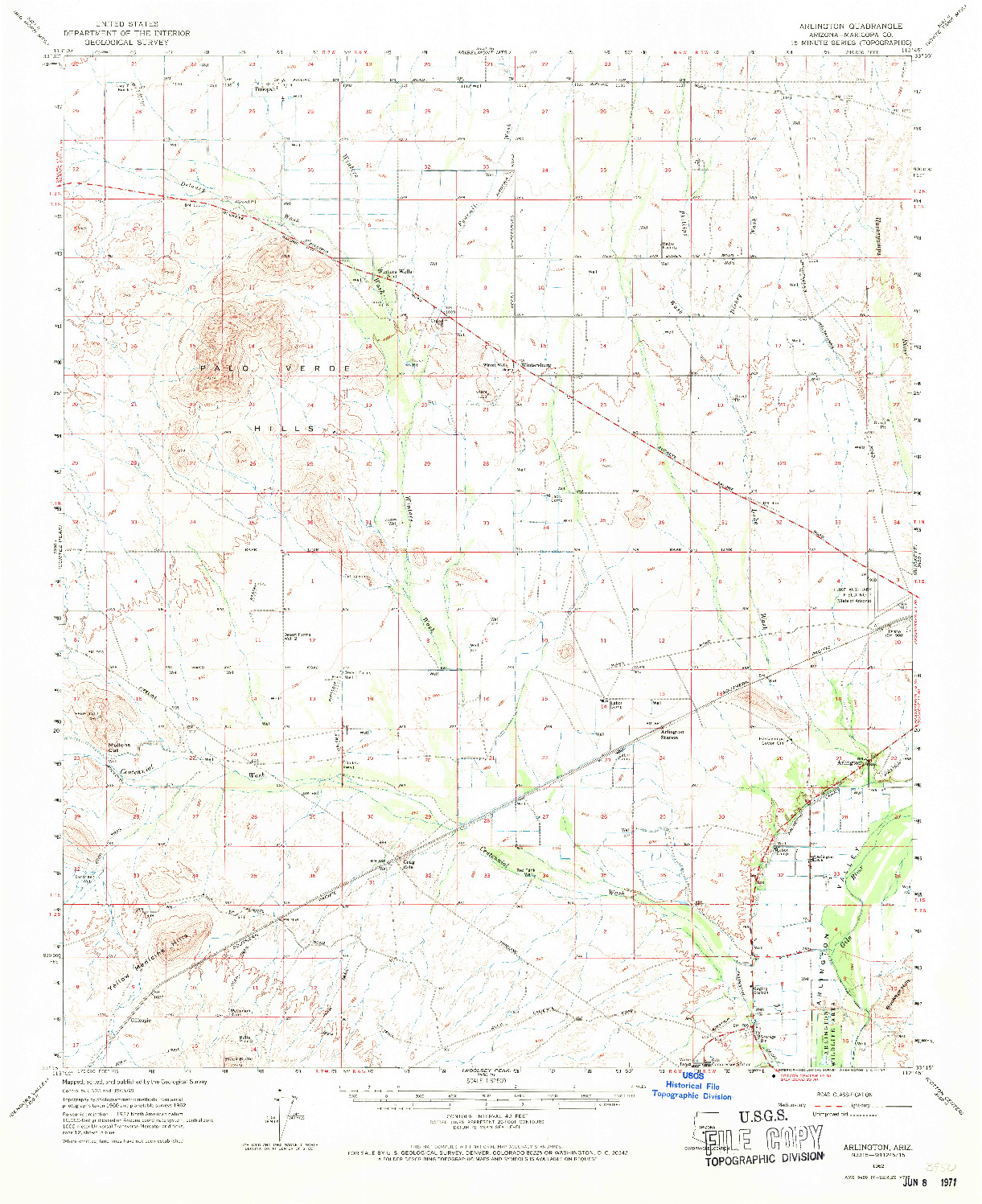 USGS 1:62500-SCALE QUADRANGLE FOR ARLINGTON, AZ 1962