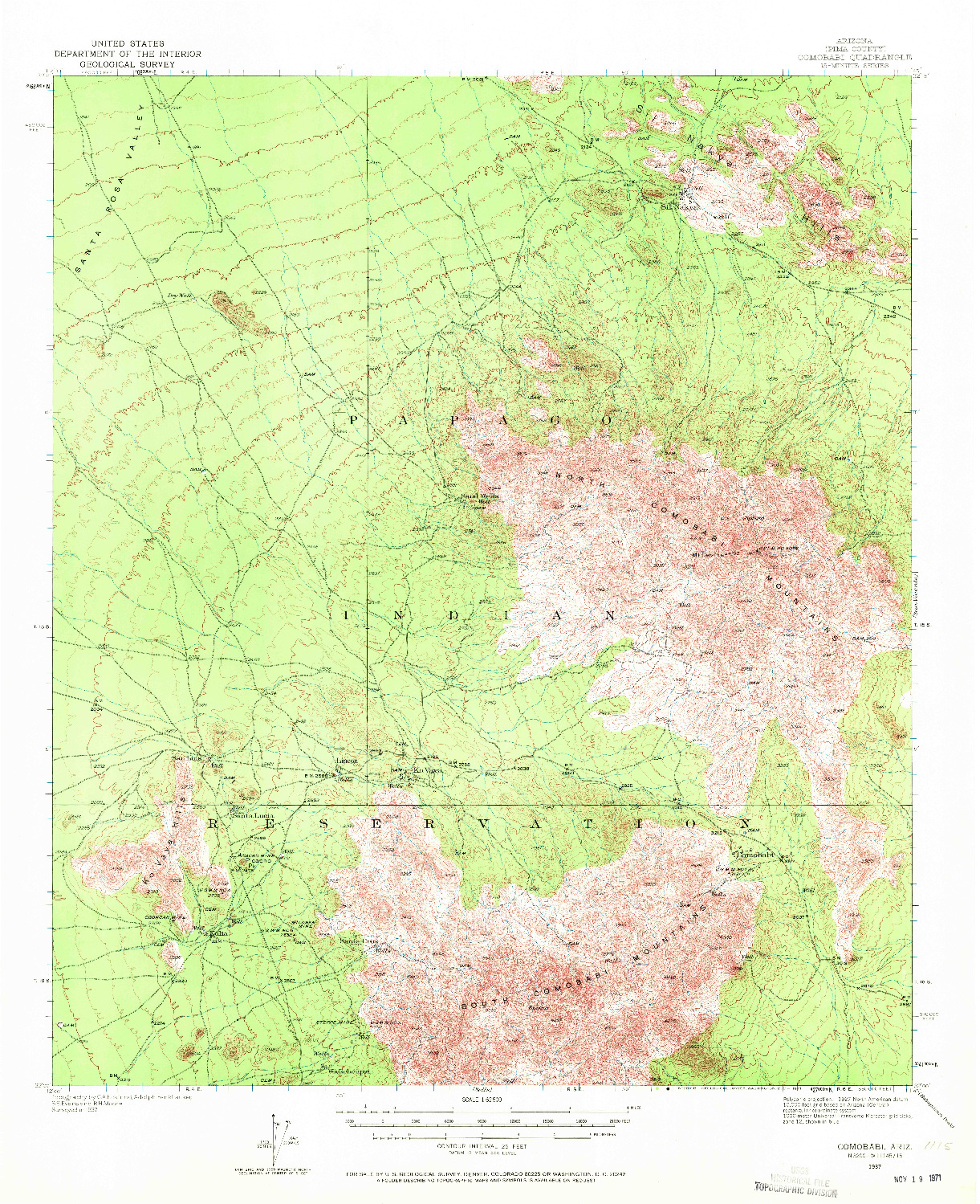 USGS 1:62500-SCALE QUADRANGLE FOR COMOBABI, AZ 1937