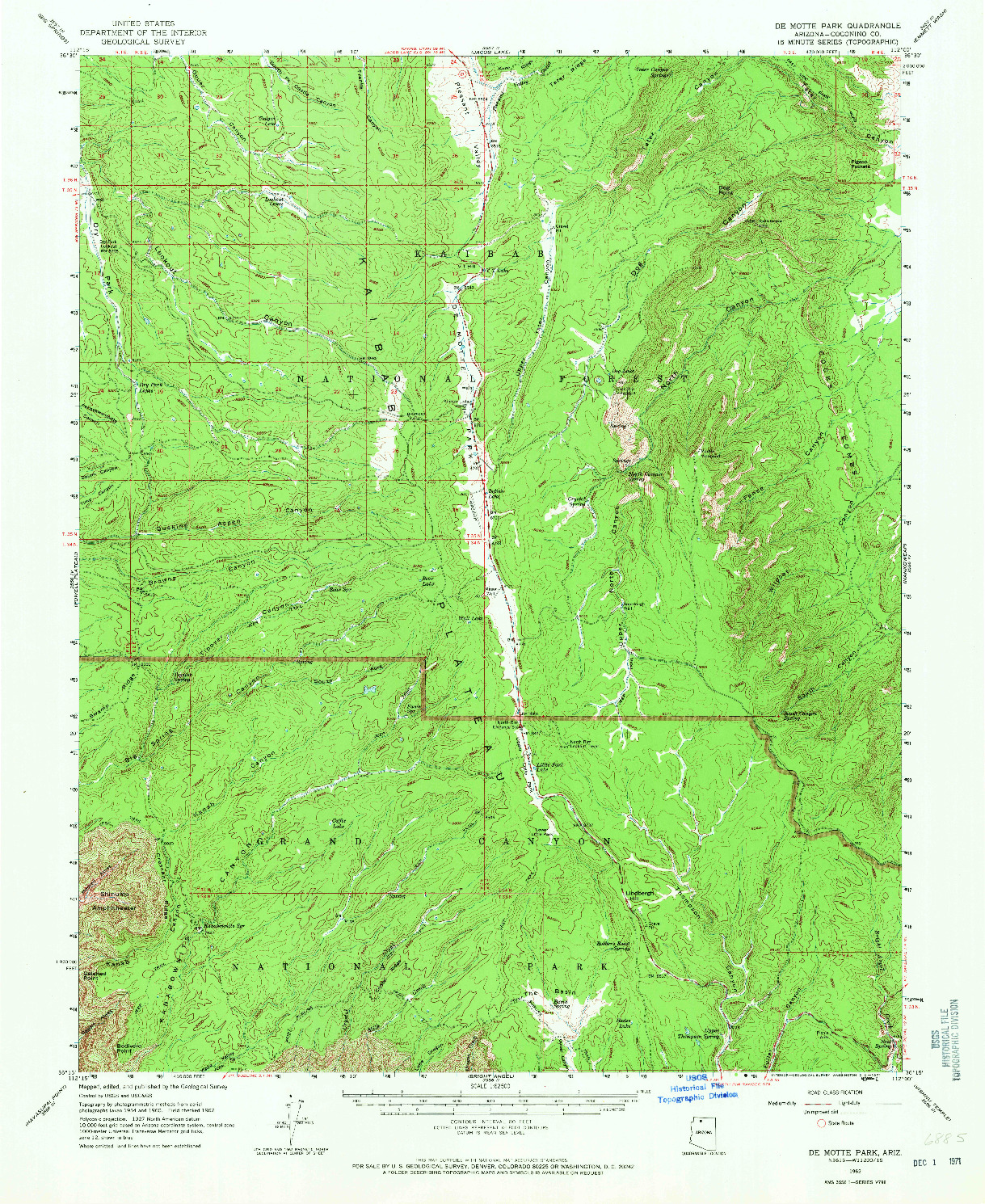 USGS 1:62500-SCALE QUADRANGLE FOR DE MOTTE PARK, AZ 1962