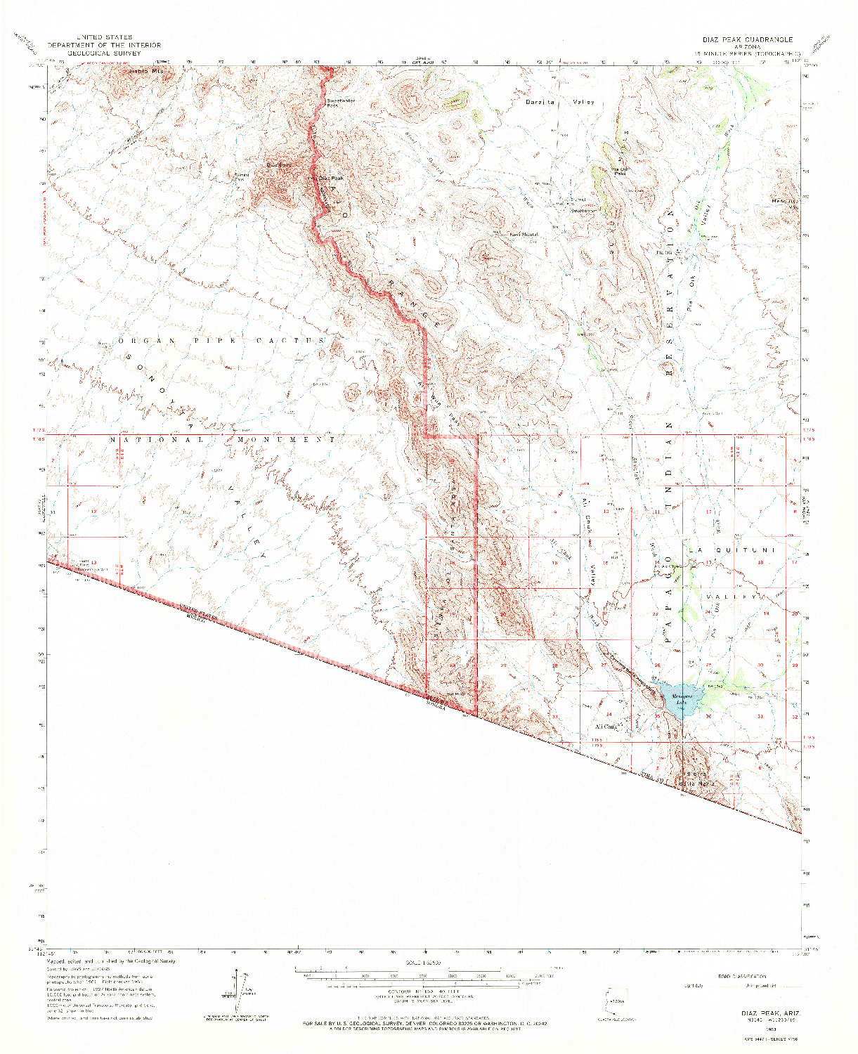 USGS 1:62500-SCALE QUADRANGLE FOR DIAZ PEAK, AZ 1963