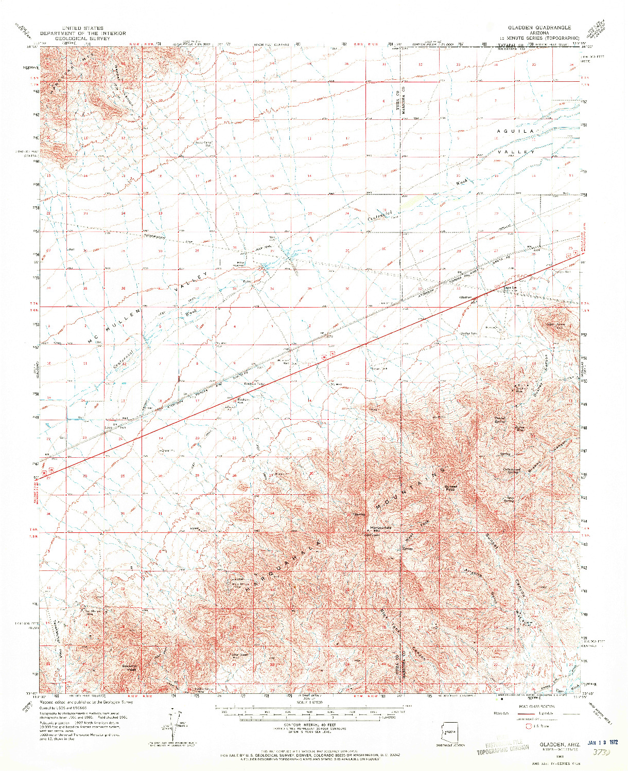 USGS 1:62500-SCALE QUADRANGLE FOR GLADDEN, AZ 1961