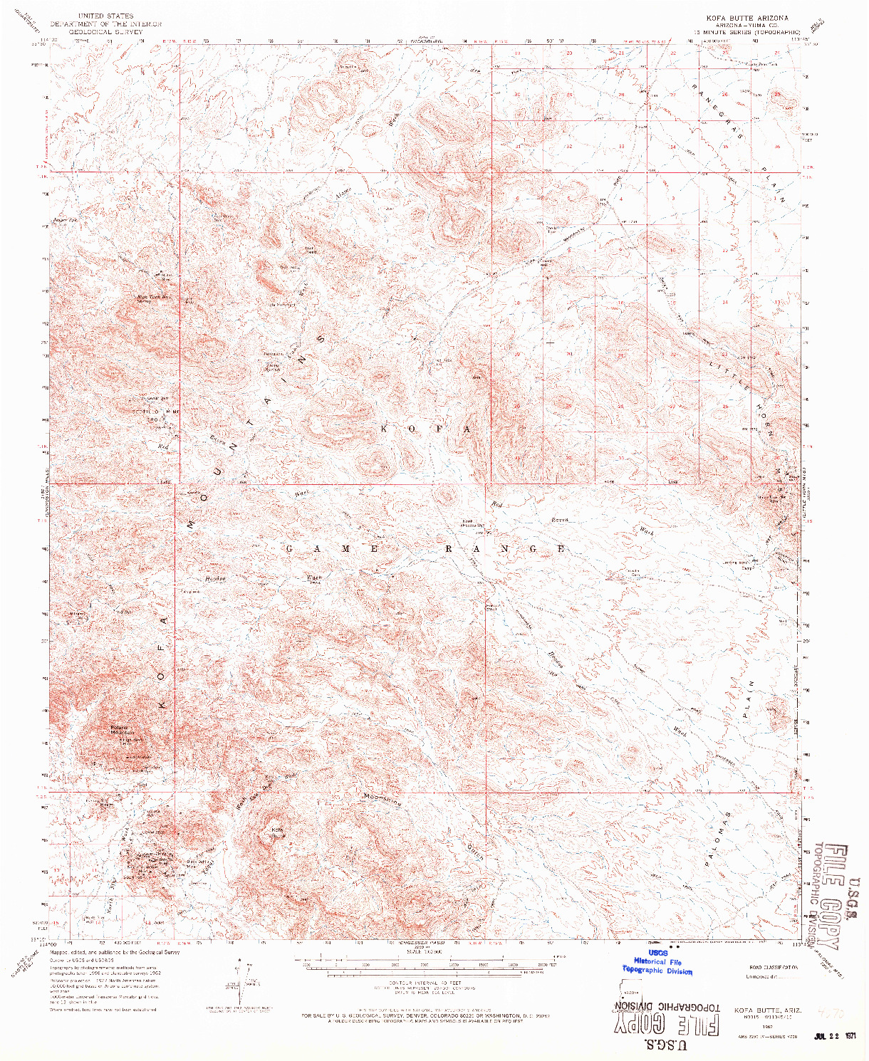 USGS 1:62500-SCALE QUADRANGLE FOR KOFA BUTTE, AZ 1962