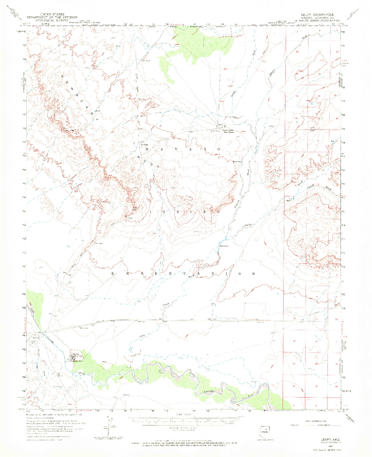 USGS 1:62500-SCALE QUADRANGLE FOR LEUPP, AZ 1955