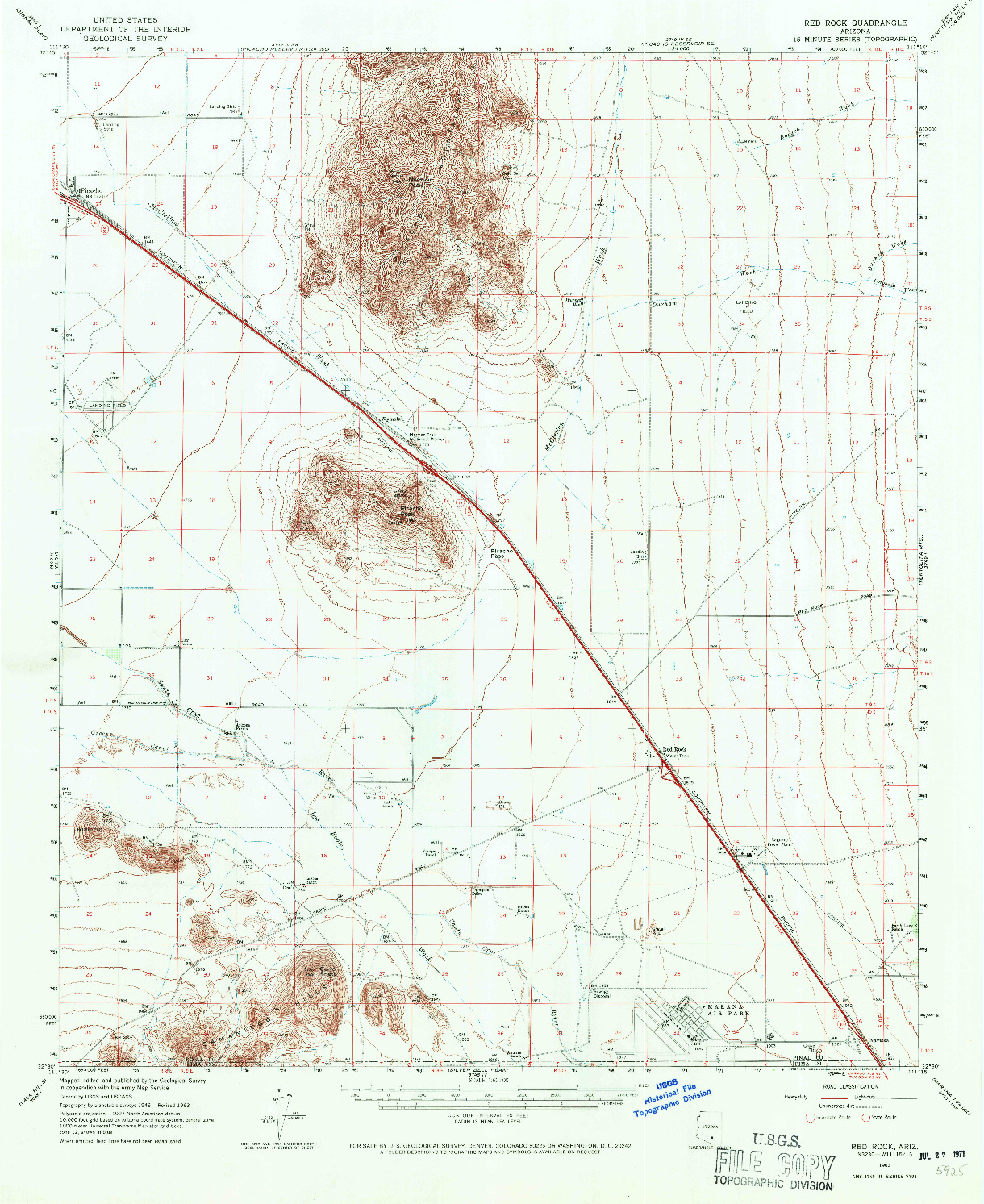 USGS 1:62500-SCALE QUADRANGLE FOR RED ROCK, AZ 1963