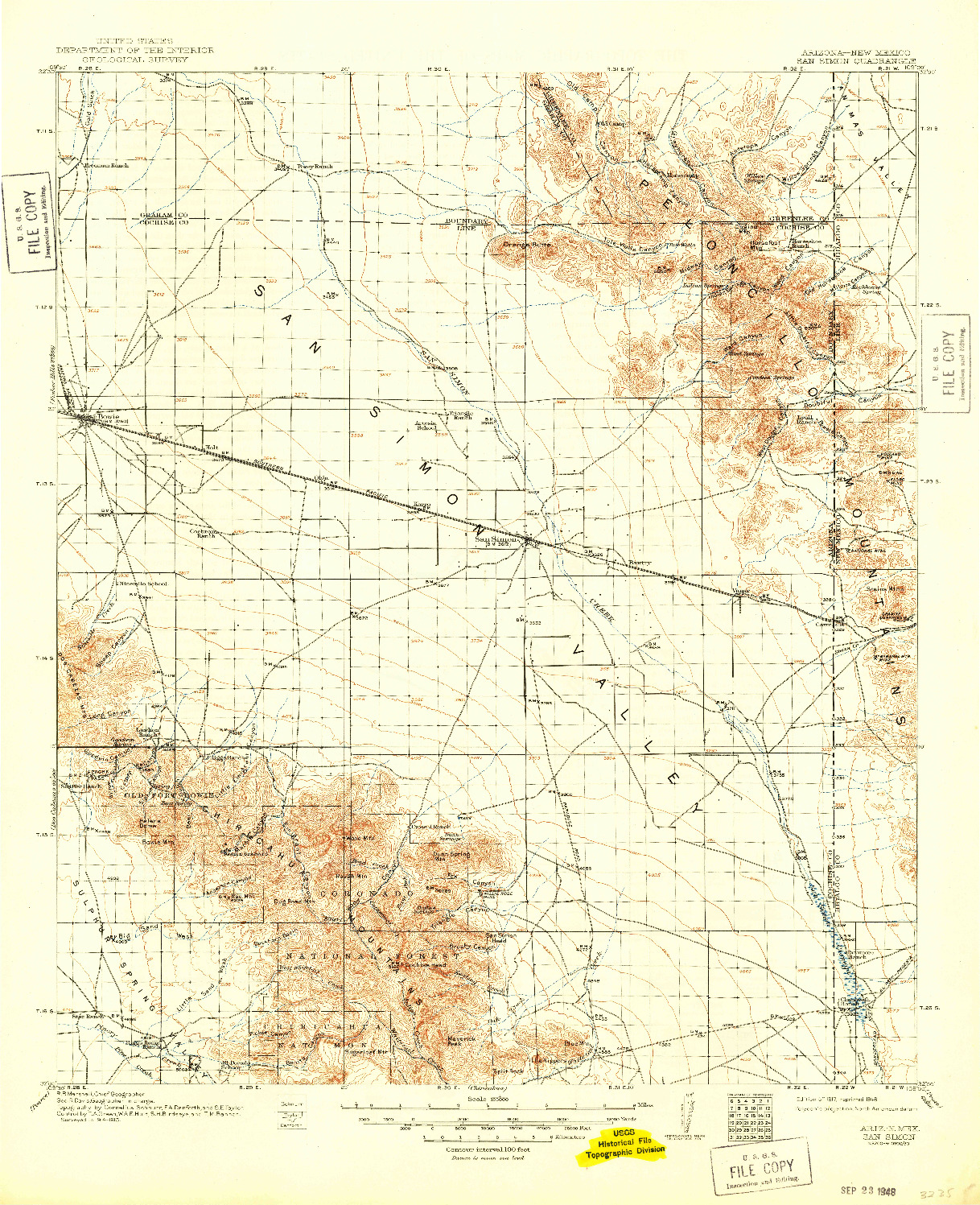 USGS 1:62500-SCALE QUADRANGLE FOR SAN SIMON, AZ 1962