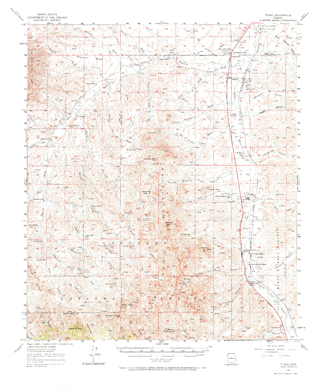 USGS 1:62500-SCALE QUADRANGLE FOR TUBAC, AZ 1957