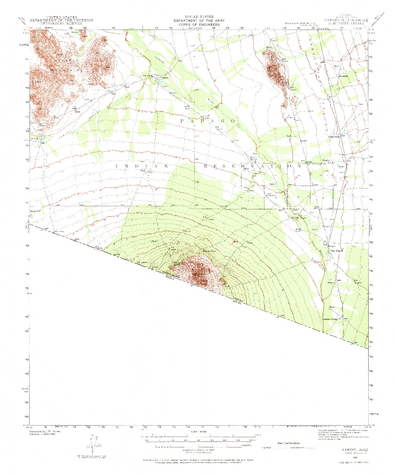 USGS 1:62500-SCALE QUADRANGLE FOR VAMORI, AZ 1941