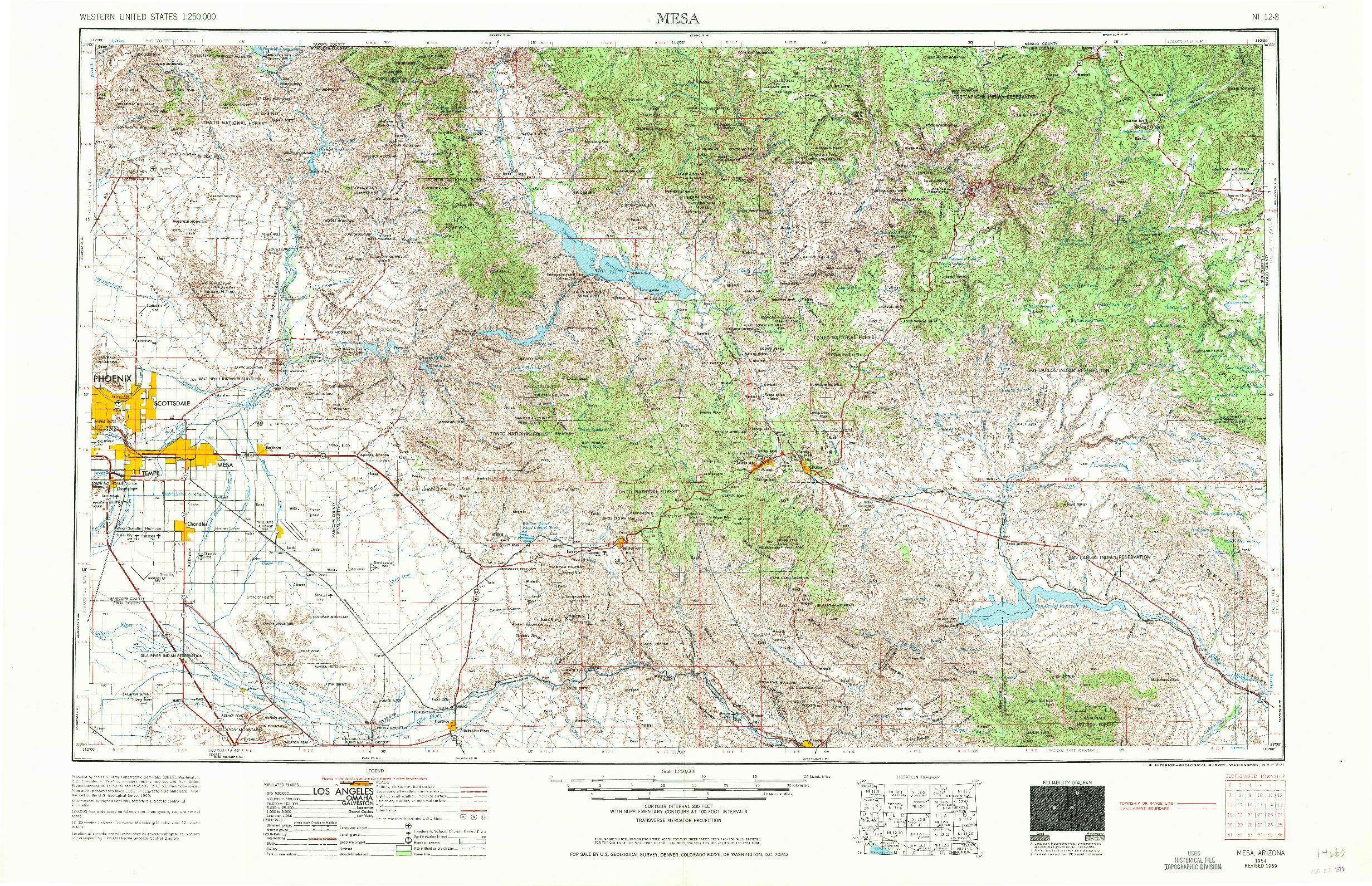 USGS 1:250000-SCALE QUADRANGLE FOR MESA, AZ 1954