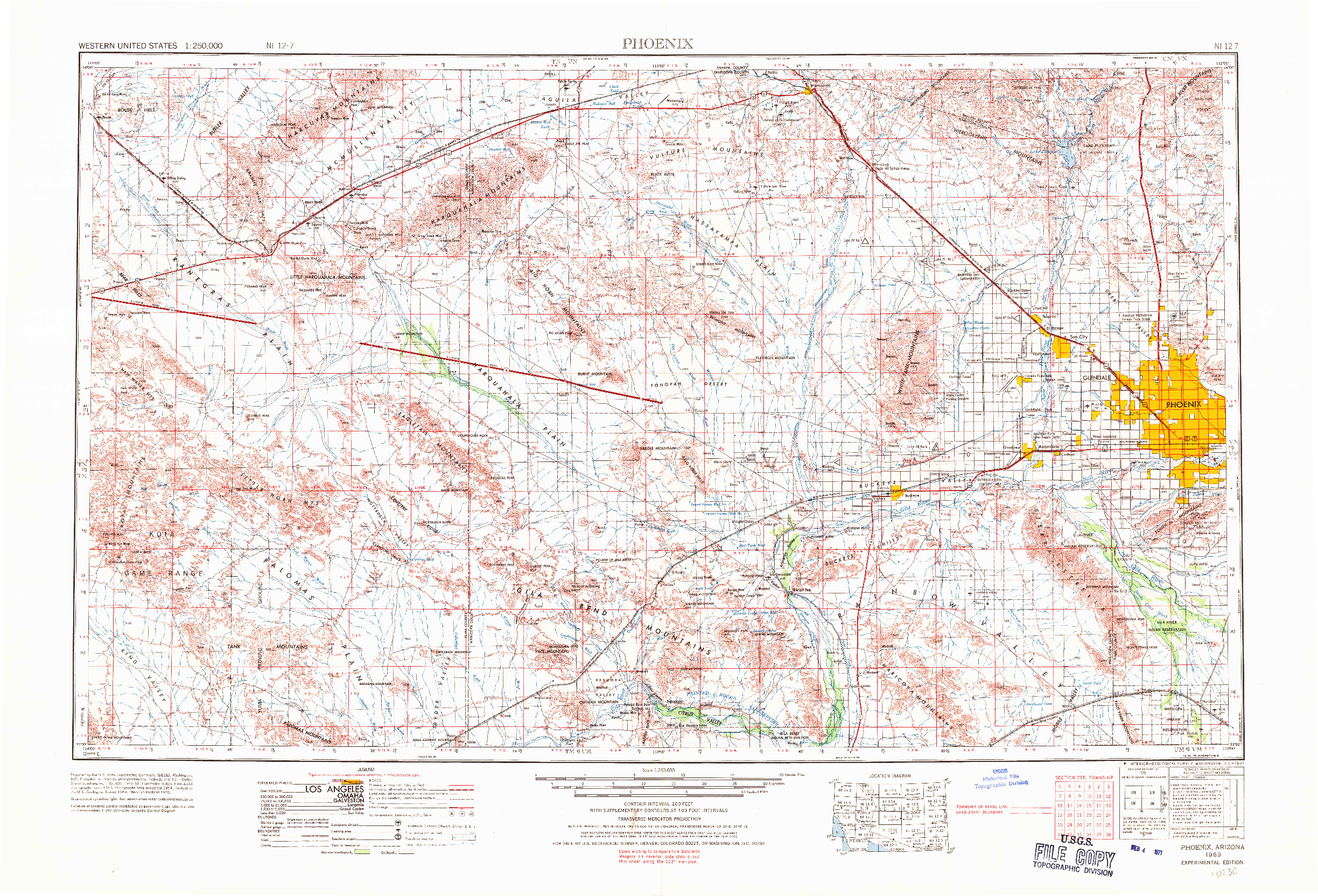 USGS 1:250000-SCALE QUADRANGLE FOR PHOENIX, AZ 1969