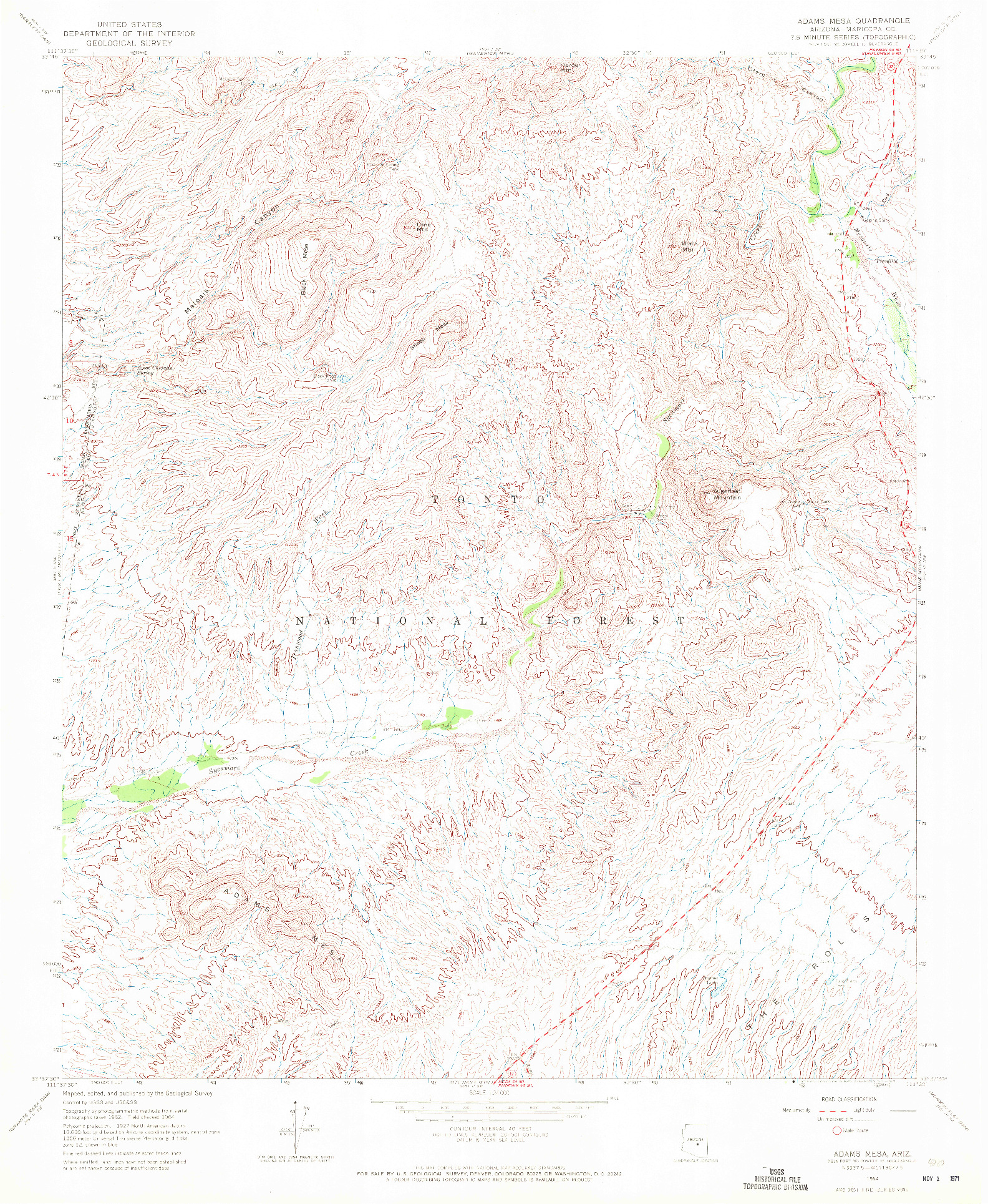 USGS 1:24000-SCALE QUADRANGLE FOR ADAMS MESA, AZ 1964