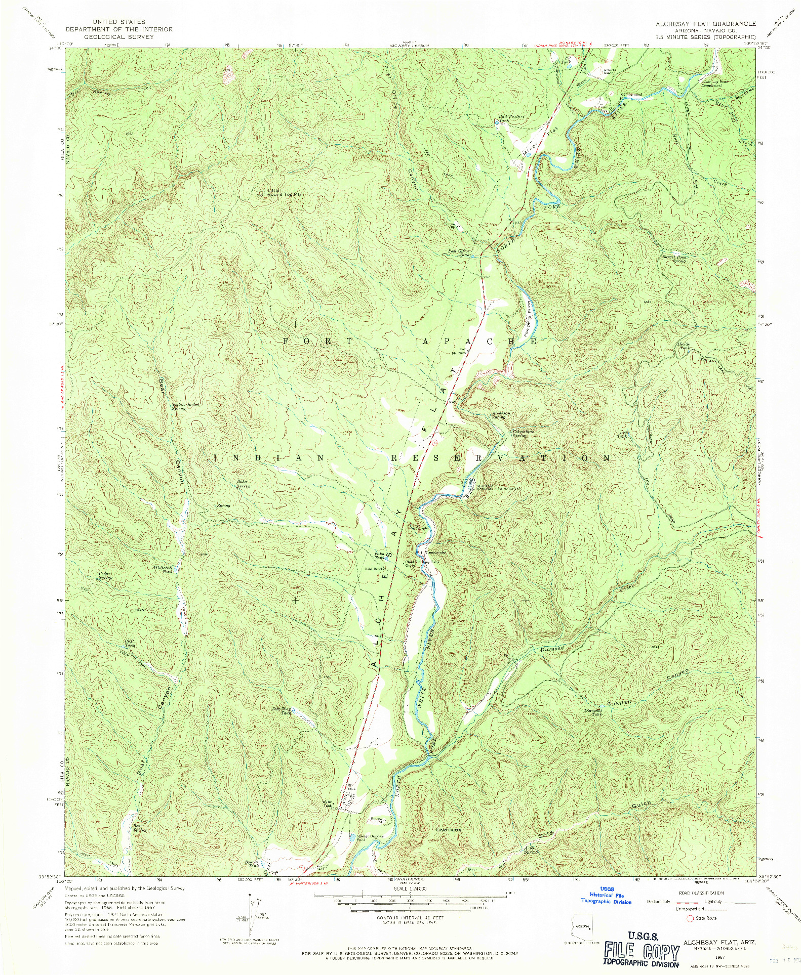 USGS 1:24000-SCALE QUADRANGLE FOR ALCHESAY FLAT, AZ 1967