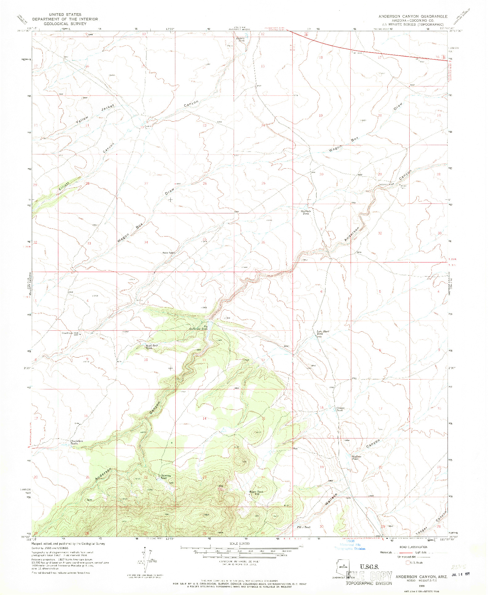 USGS 1:24000-SCALE QUADRANGLE FOR ANDERSON CANYON, AZ 1968