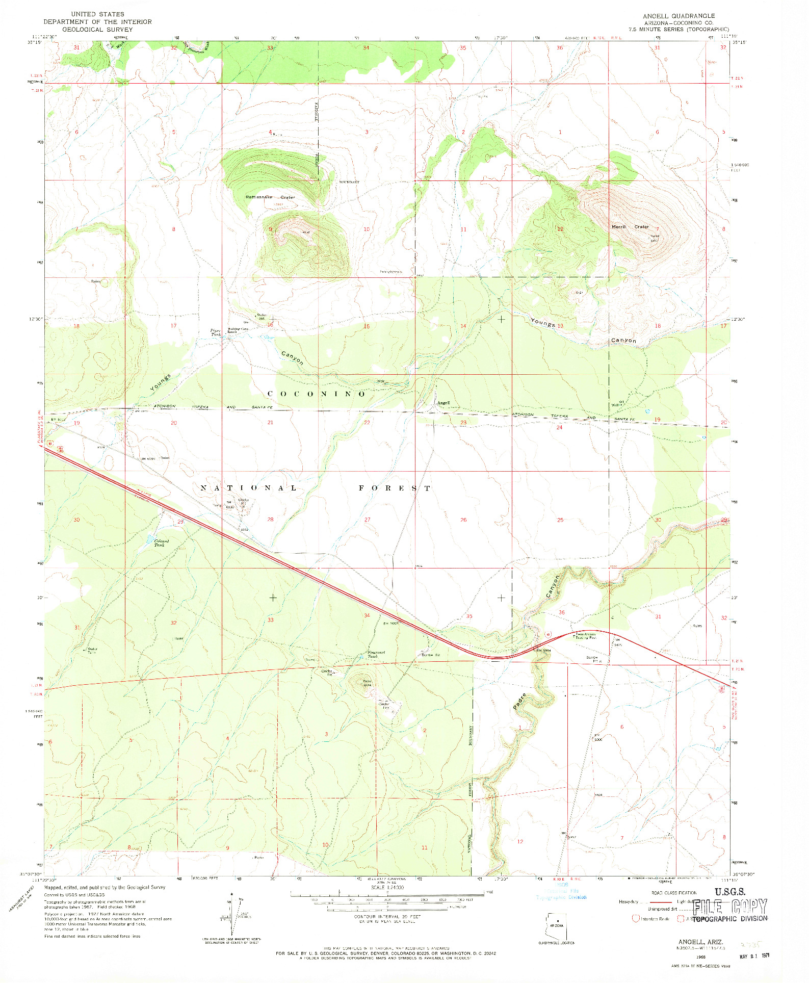 USGS 1:24000-SCALE QUADRANGLE FOR ANGELL, AZ 1968