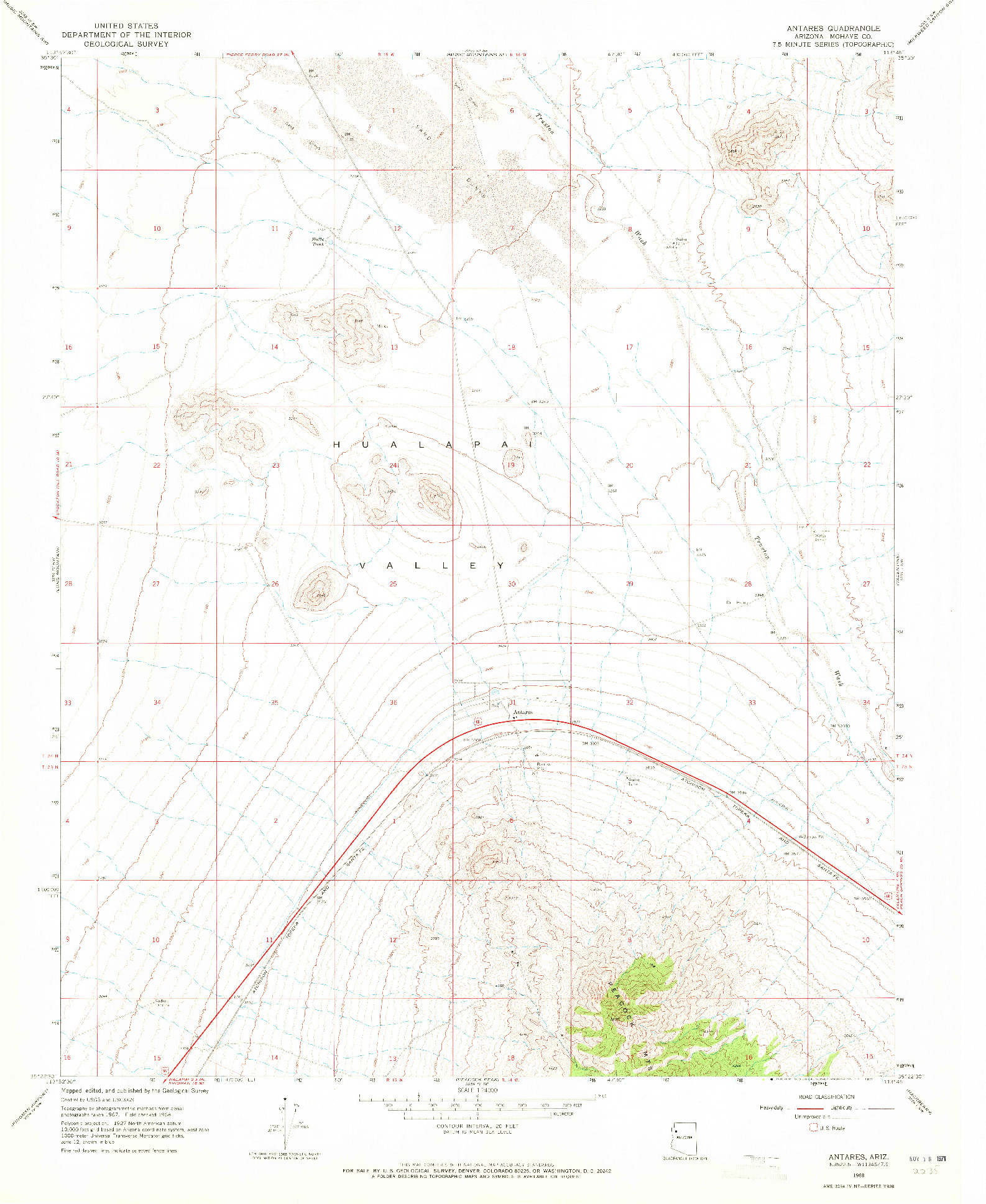 USGS 1:24000-SCALE QUADRANGLE FOR ANTARES, AZ 1968