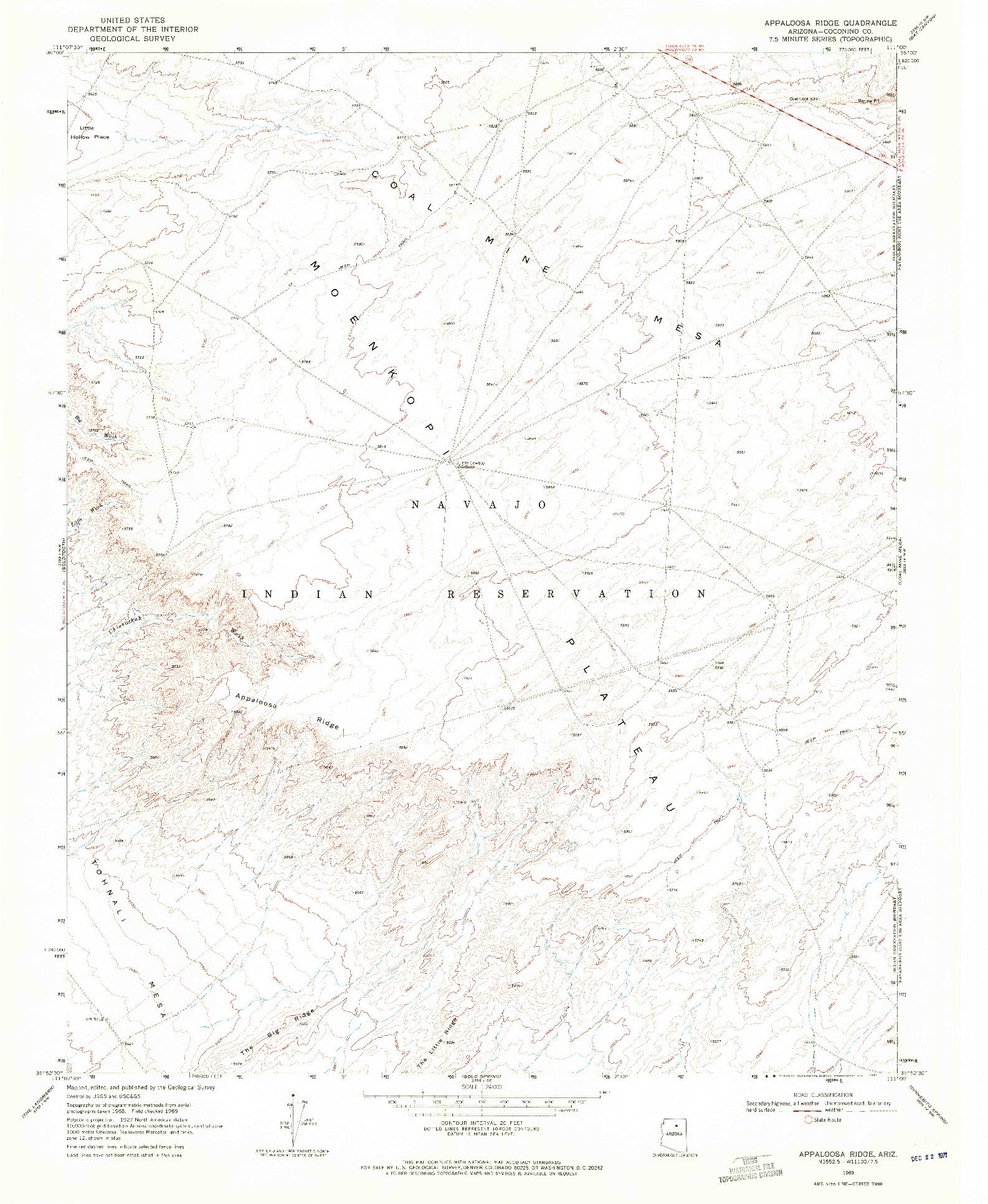 USGS 1:24000-SCALE QUADRANGLE FOR APPALOOSA RIDGE, AZ 1969