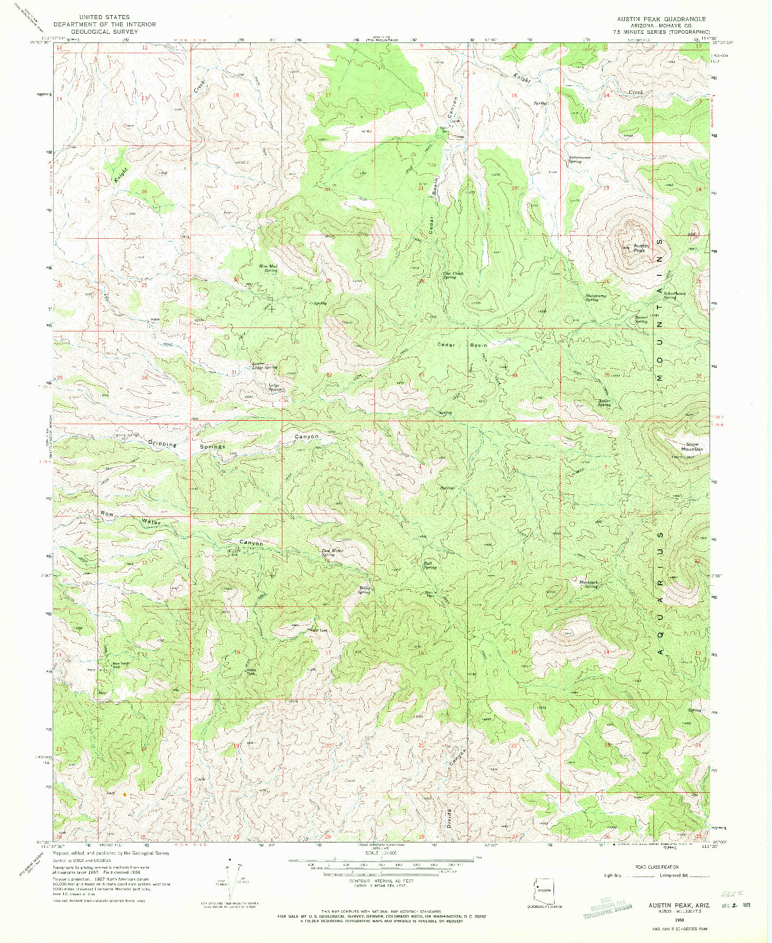 USGS 1:24000-SCALE QUADRANGLE FOR AUSTIN PEAK, AZ 1968