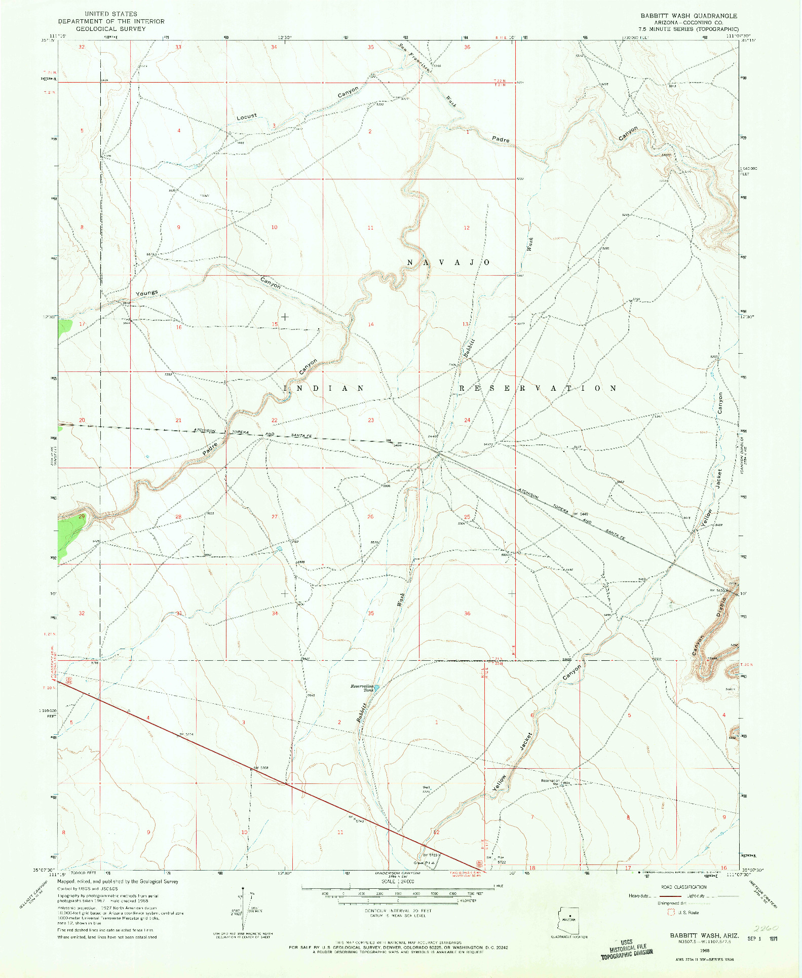 USGS 1:24000-SCALE QUADRANGLE FOR BABBITT WASH, AZ 1968