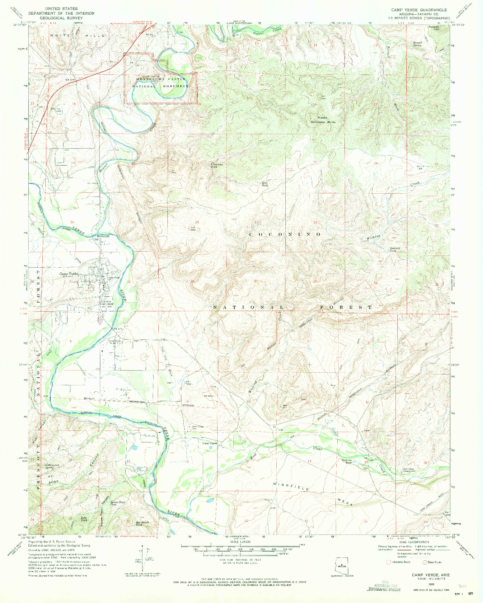 USGS 1:24000-SCALE QUADRANGLE FOR CAMP VERDE, AZ 1969