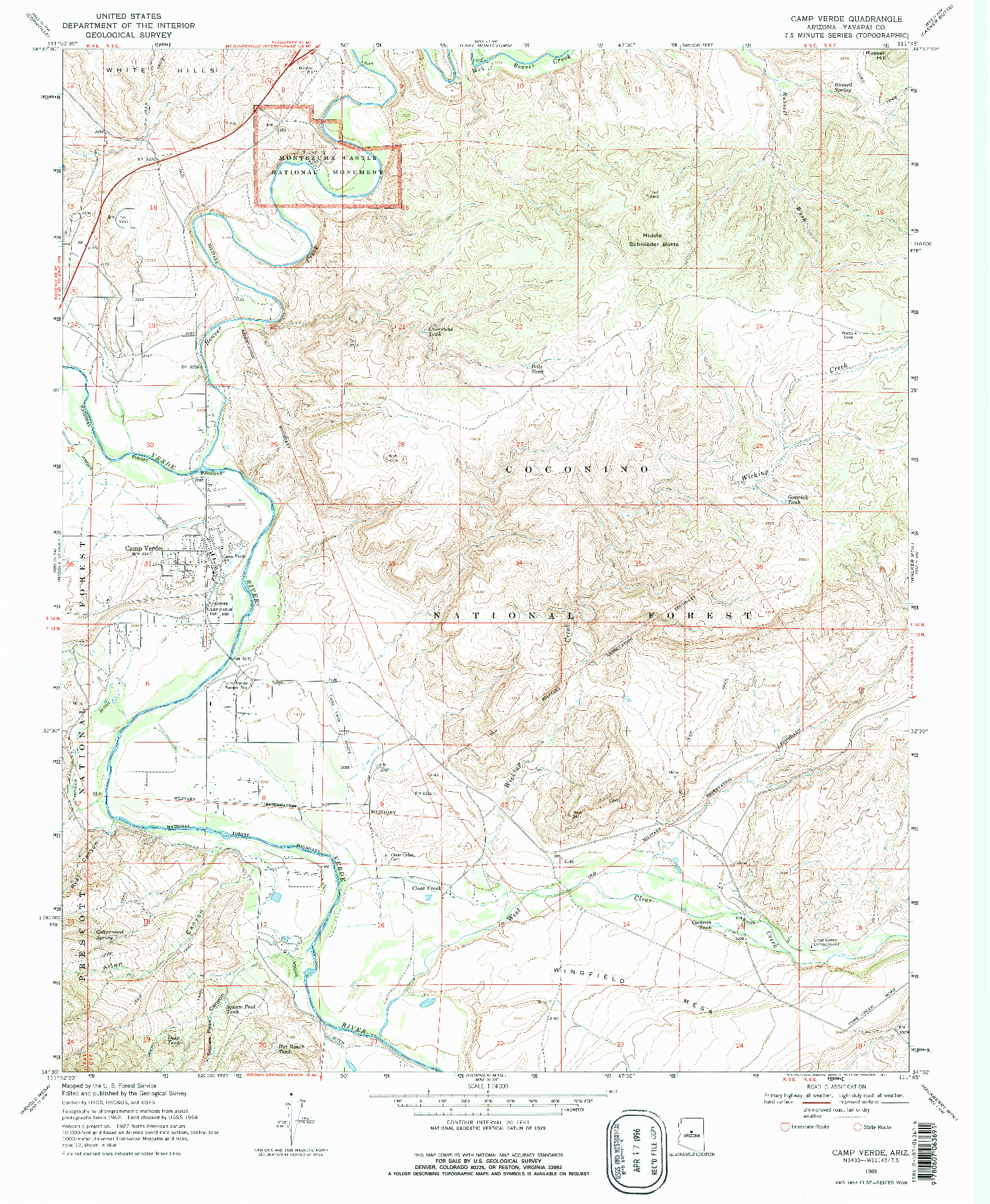 USGS 1:24000-SCALE QUADRANGLE FOR CAMP VERDE, AZ 1969