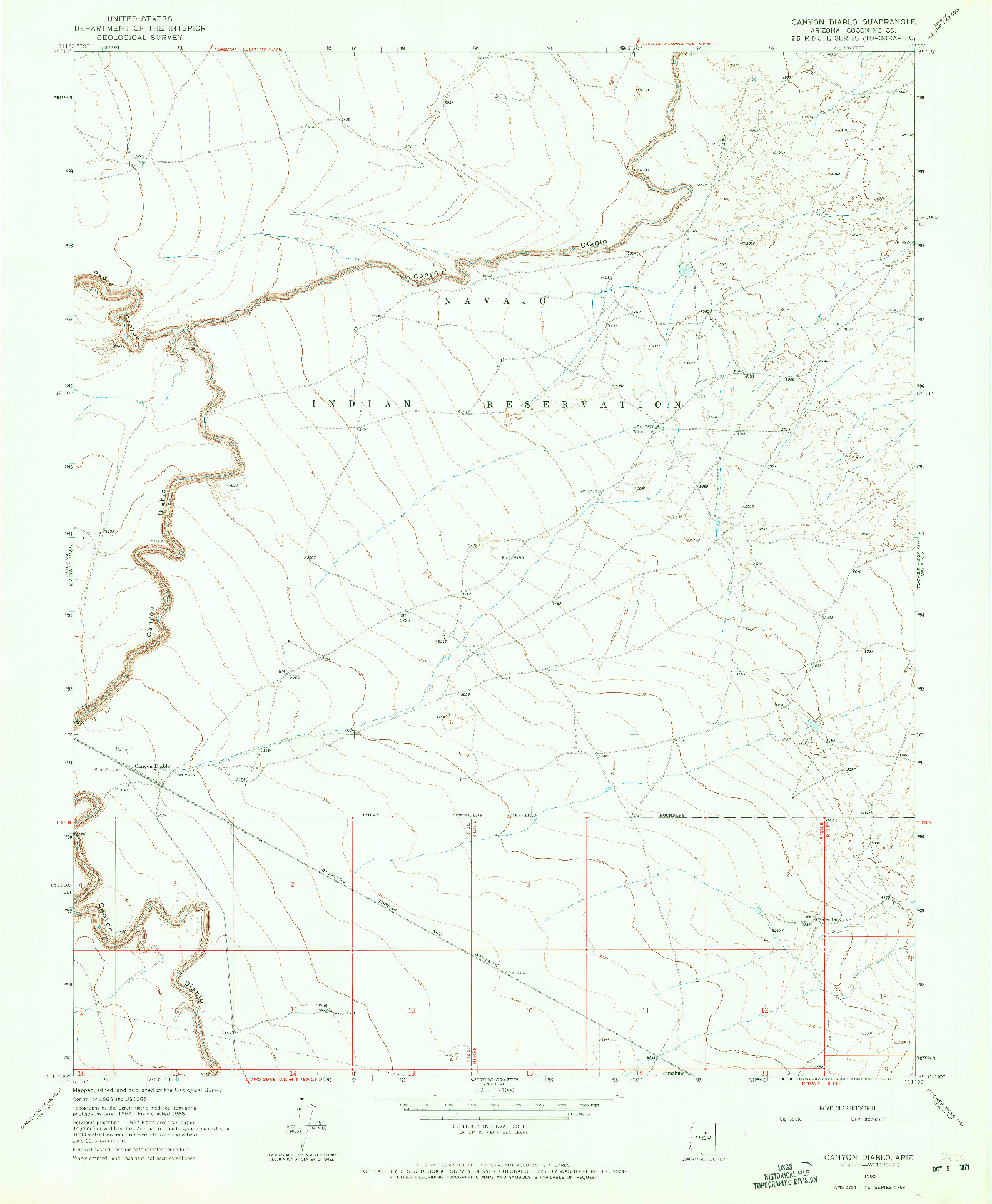 USGS 1:24000-SCALE QUADRANGLE FOR CANYON DIABLO, AZ 1968