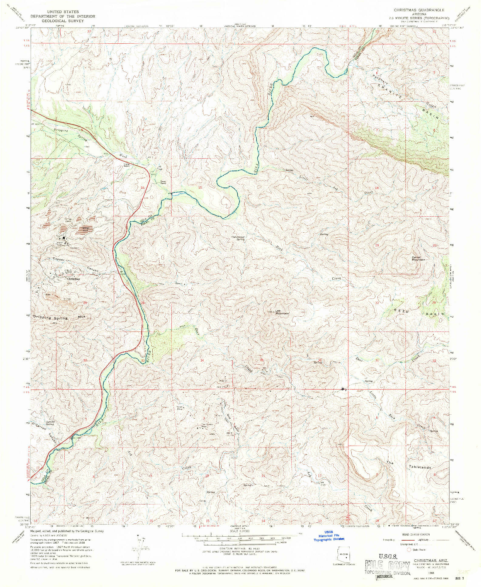 USGS 1:24000-SCALE QUADRANGLE FOR CHRISTMAS, AZ 1968