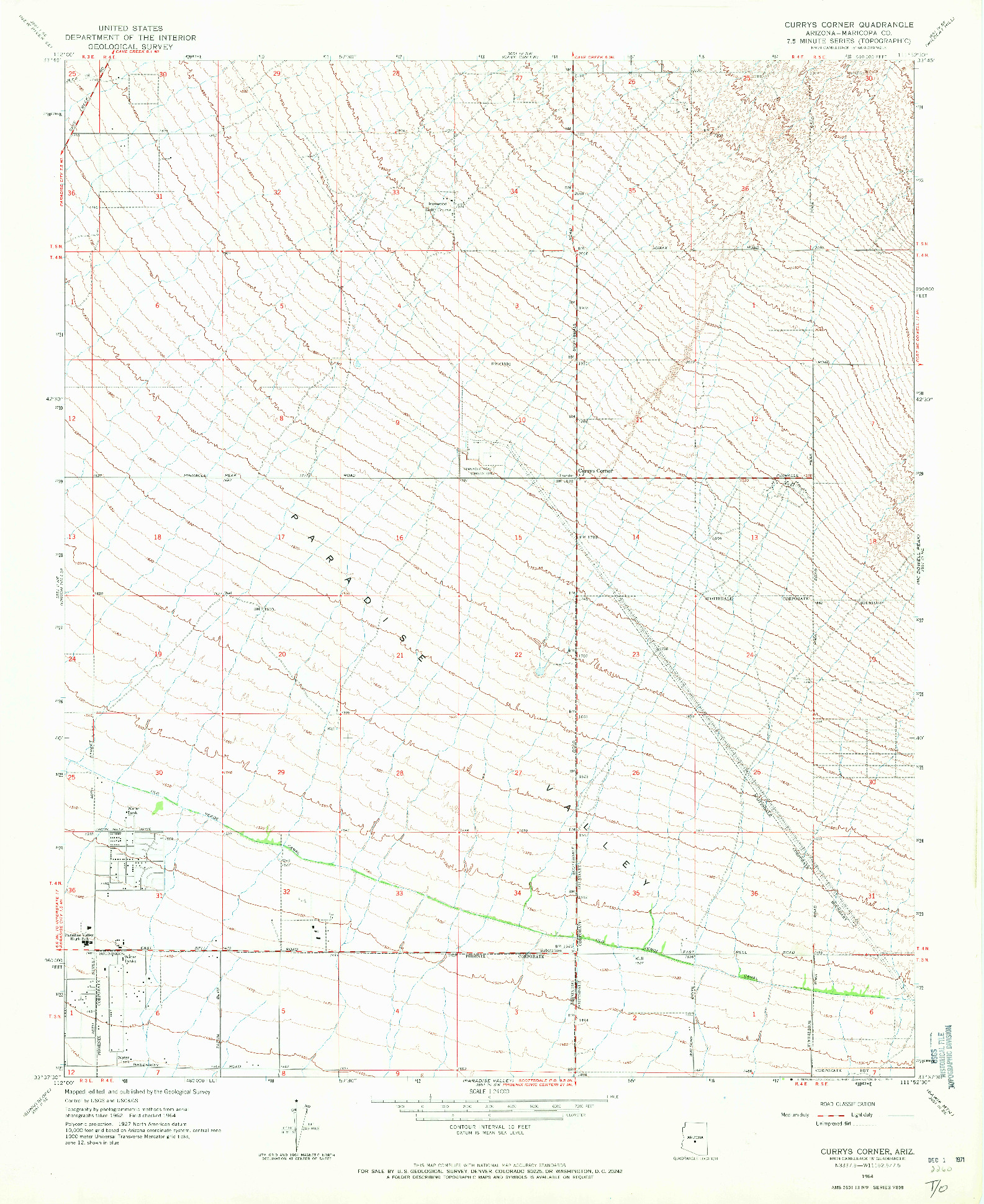 USGS 1:24000-SCALE QUADRANGLE FOR CURRYS CORNER, AZ 1964