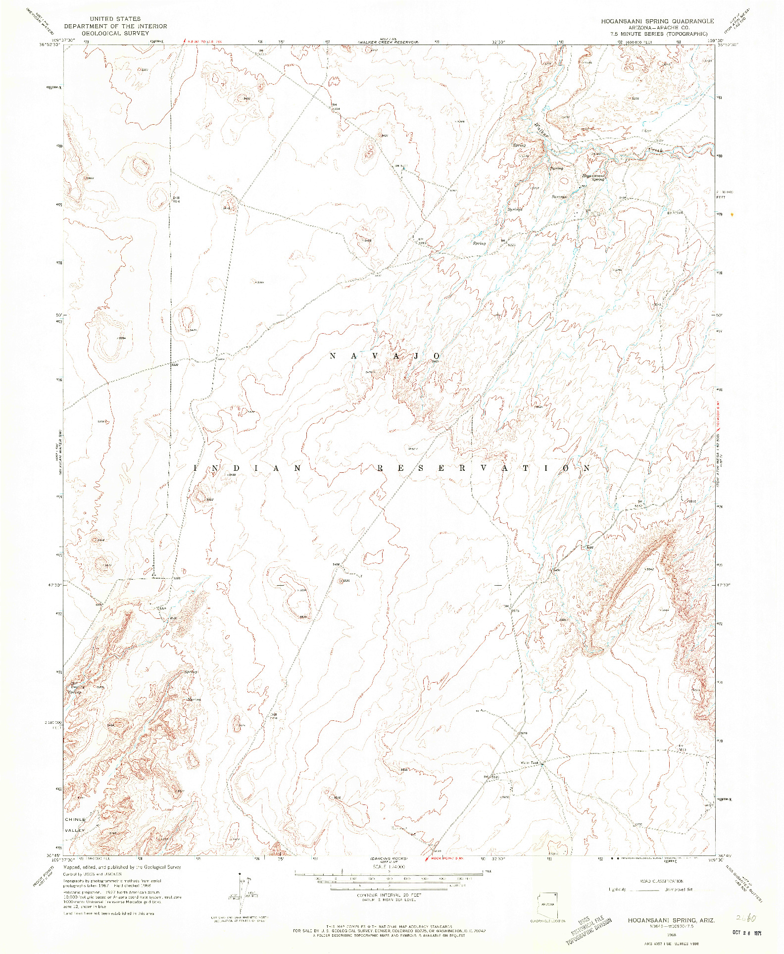USGS 1:24000-SCALE QUADRANGLE FOR HOGANSAANI SPRING, AZ 1968