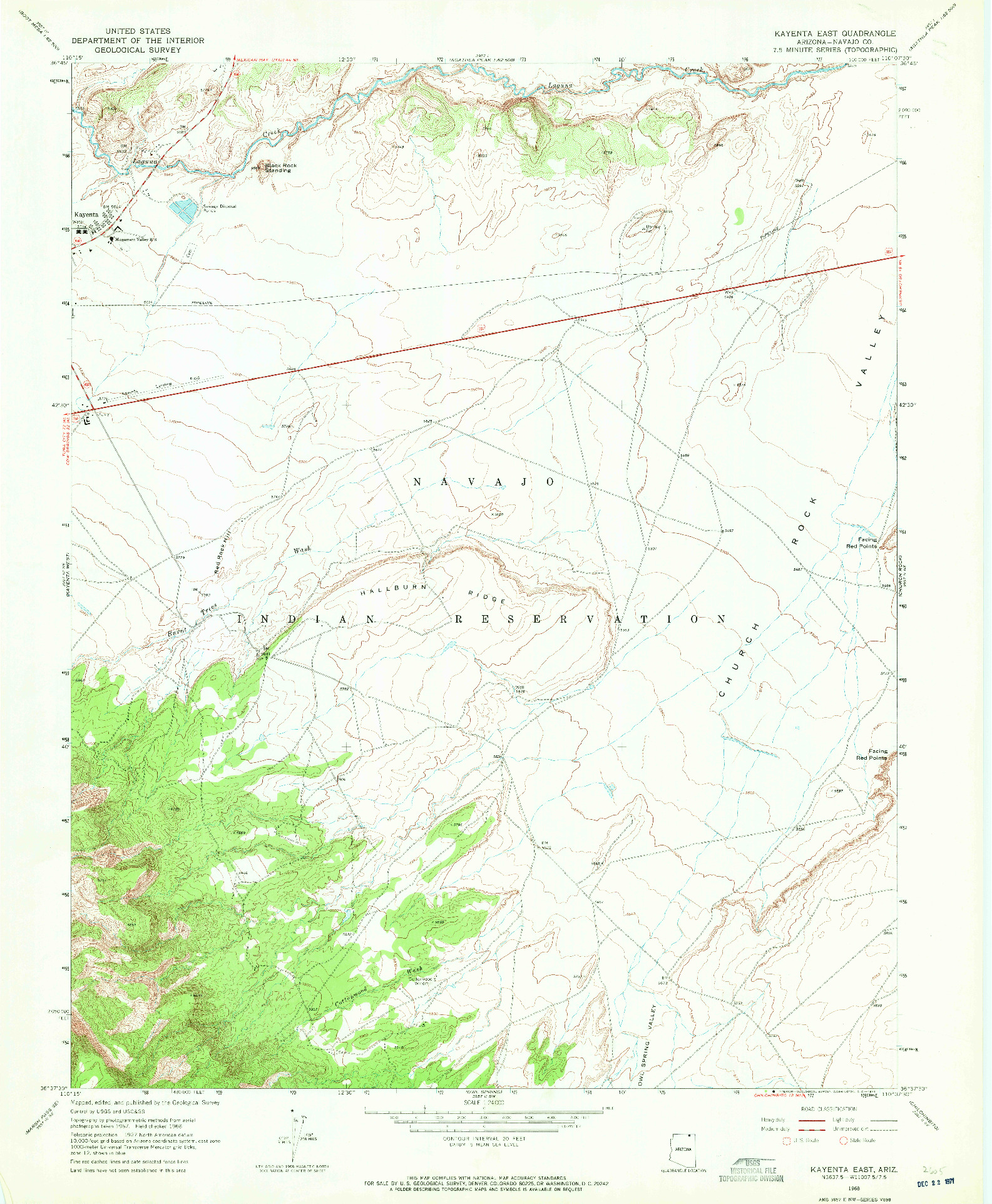 USGS 1:24000-SCALE QUADRANGLE FOR KAYENTA EAST, AZ 1968