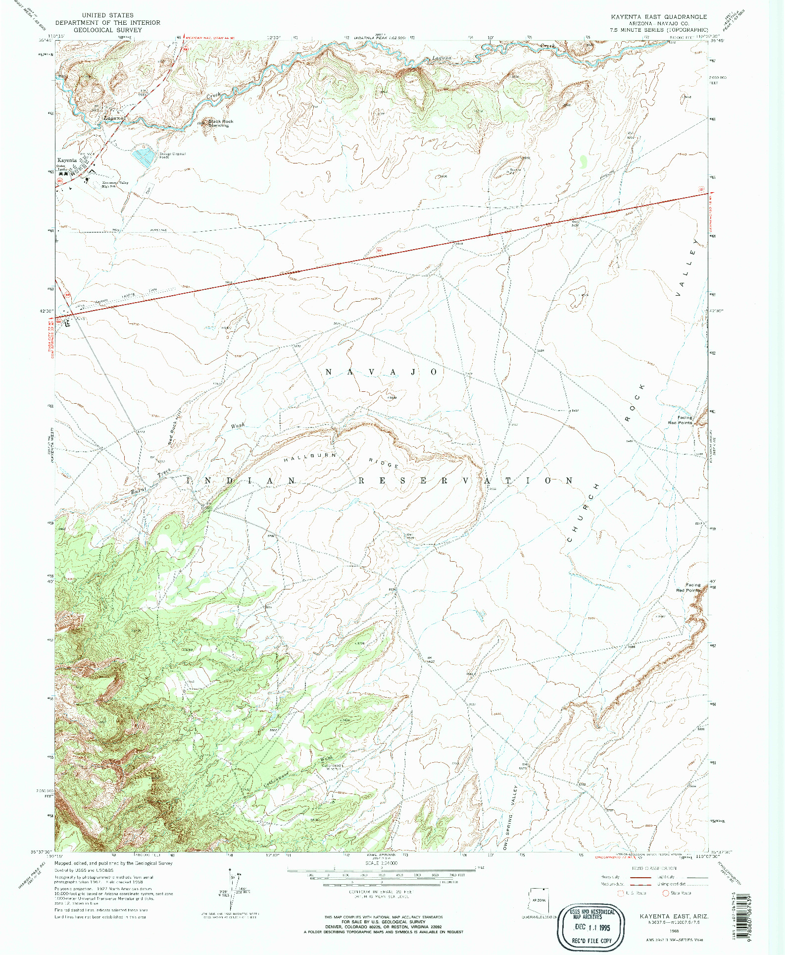 USGS 1:24000-SCALE QUADRANGLE FOR KAYENTA EAST, AZ 1968