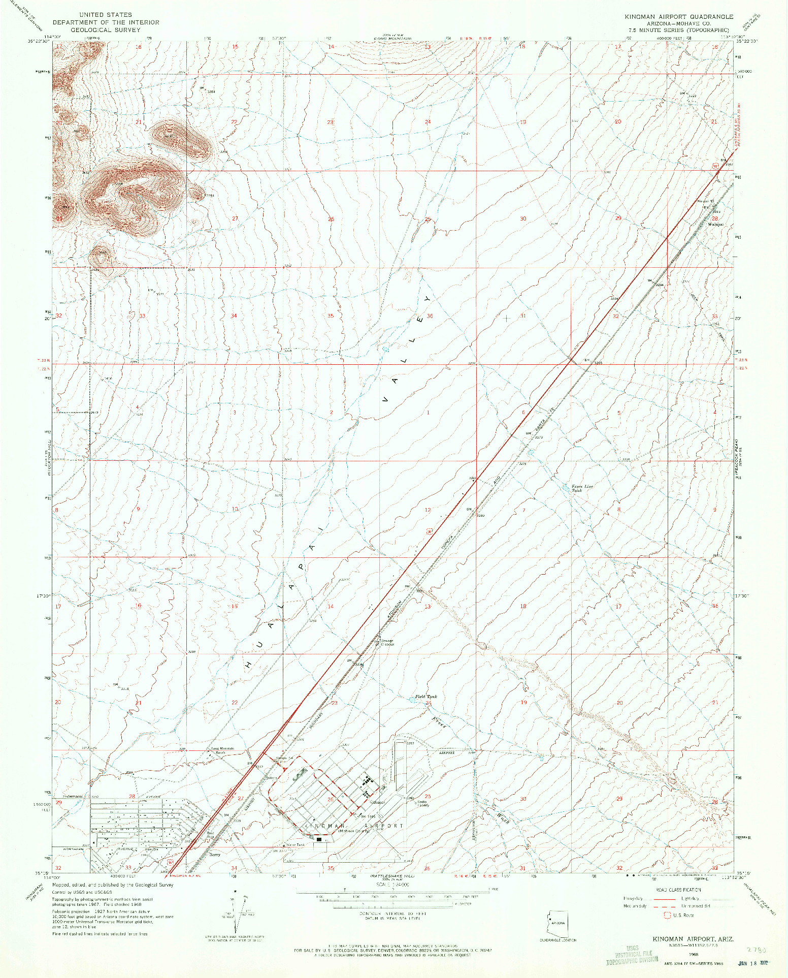 USGS 1:24000-SCALE QUADRANGLE FOR KINGMAN AIRPORT, AZ 1968