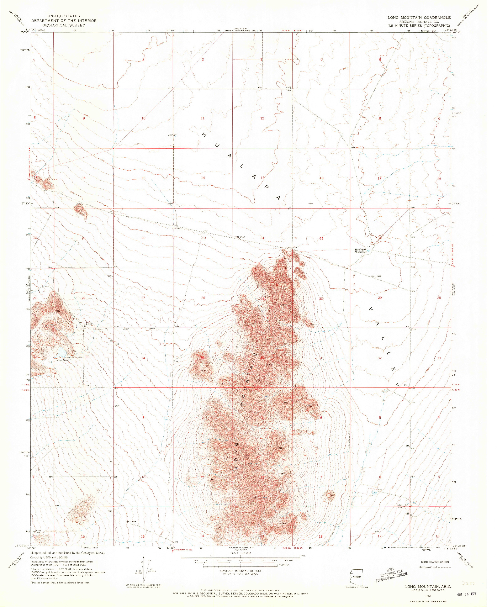 USGS 1:24000-SCALE QUADRANGLE FOR LONG MOUNTAIN, AZ 1968