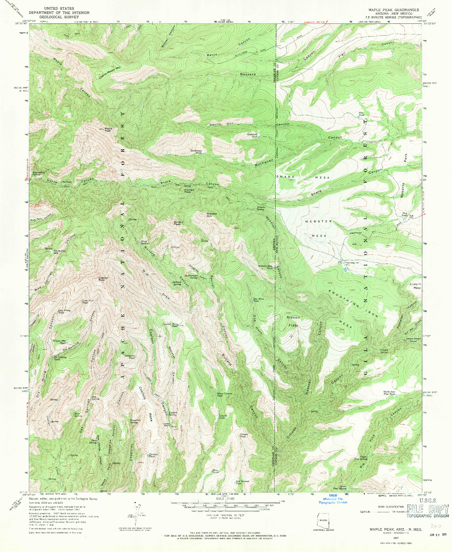 USGS 1:24000-SCALE QUADRANGLE FOR MAPLE PEAK, AZ 1967