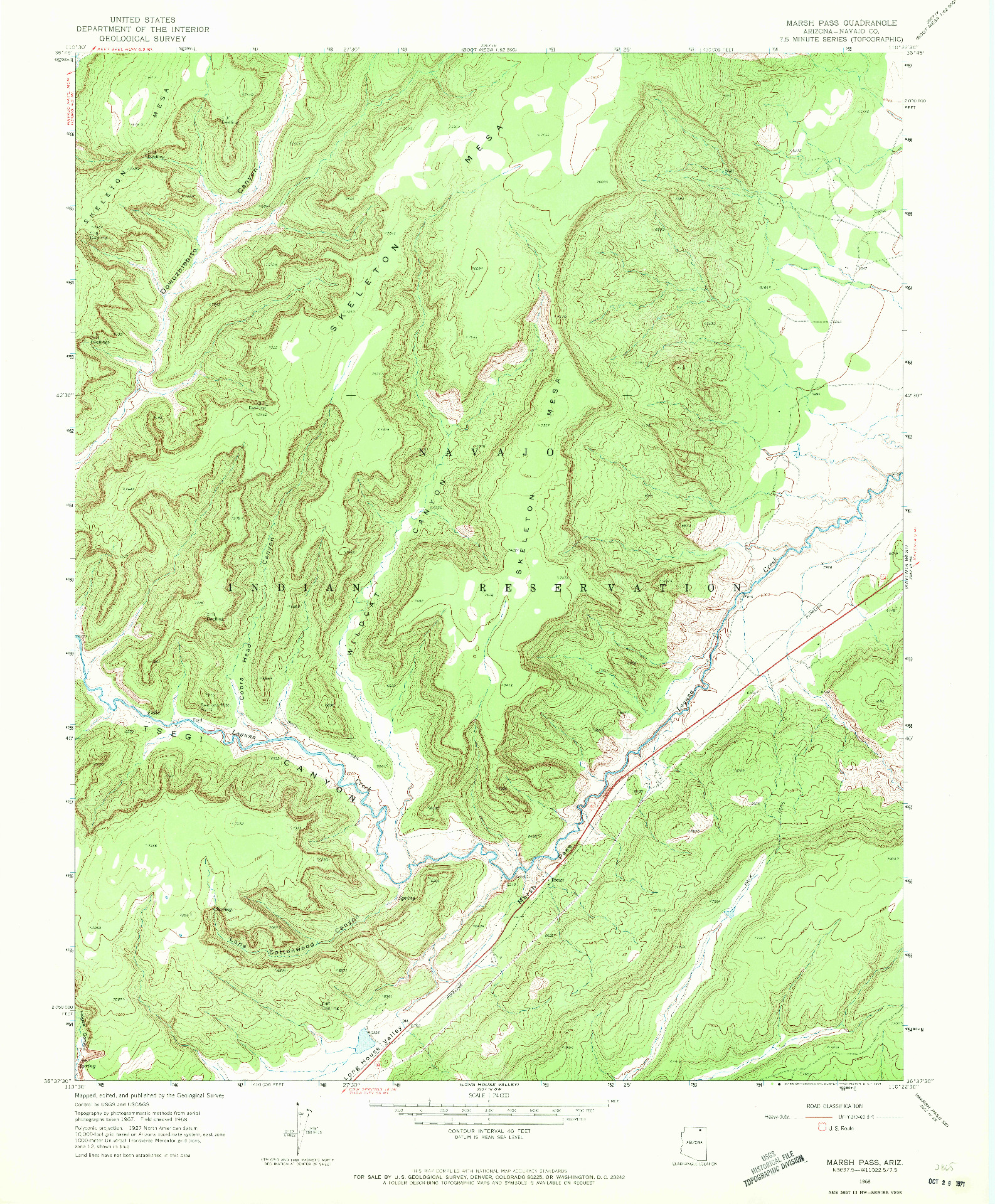 USGS 1:24000-SCALE QUADRANGLE FOR MARSH PASS, AZ 1968