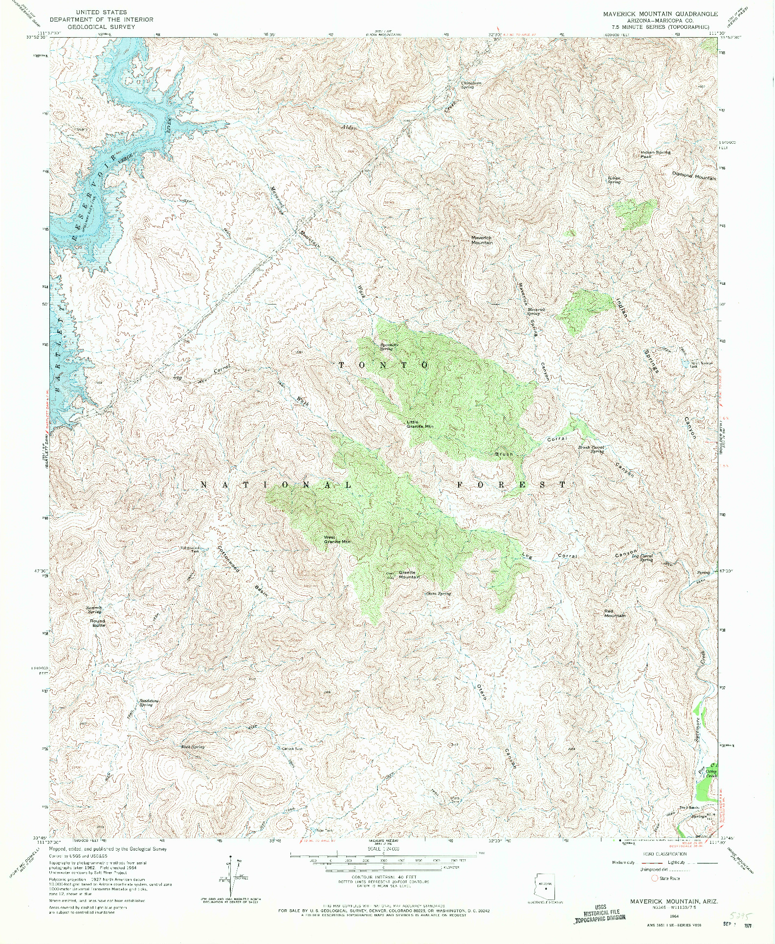 USGS 1:24000-SCALE QUADRANGLE FOR MAVERICK MOUNTAIN, AZ 1964