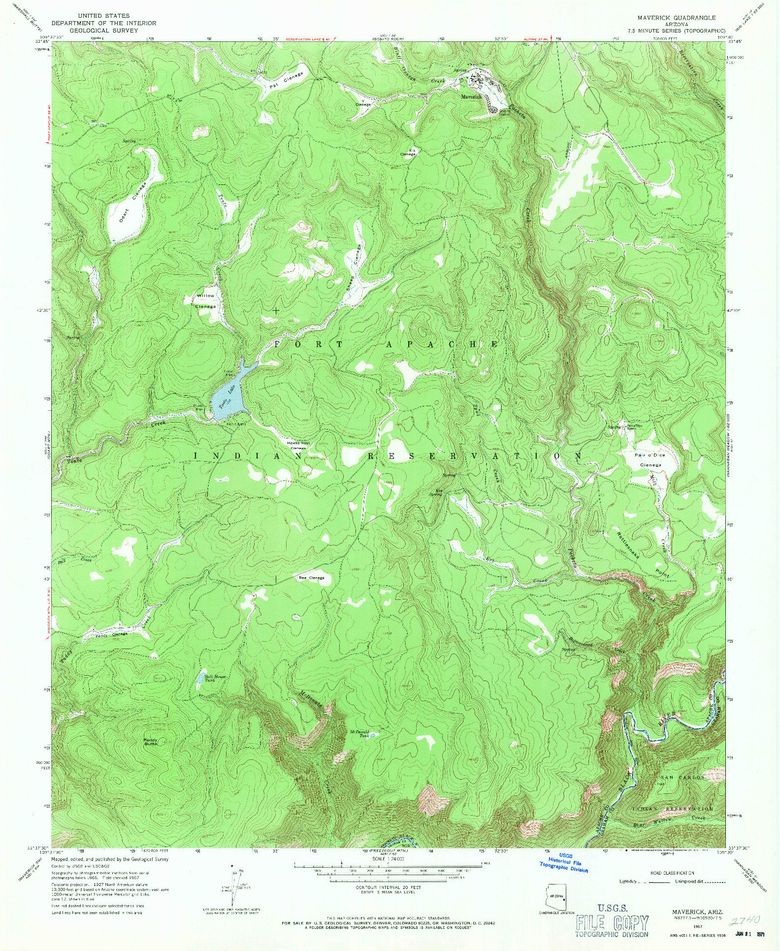 USGS 1:24000-SCALE QUADRANGLE FOR MAVERICK, AZ 1967