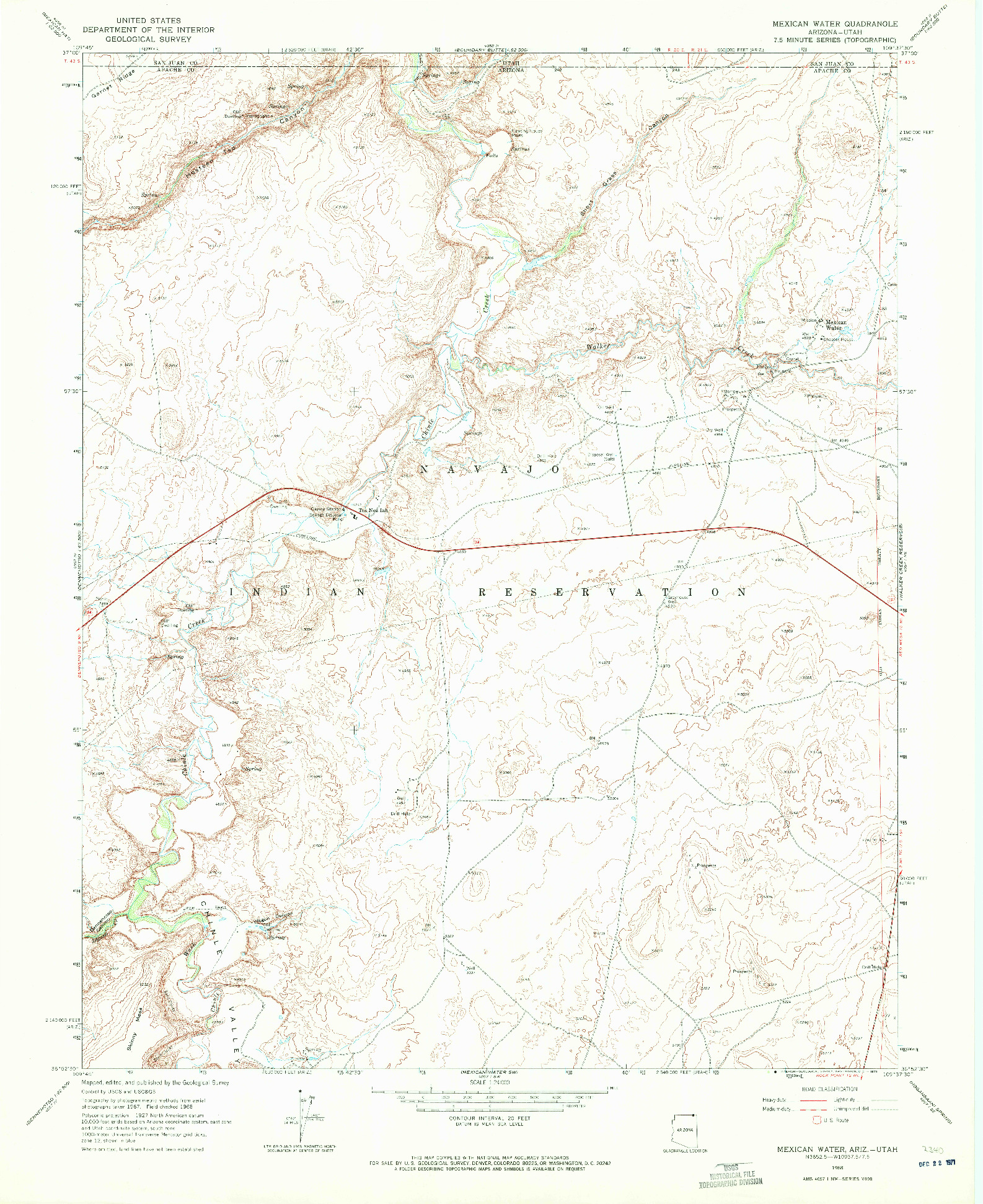 USGS 1:24000-SCALE QUADRANGLE FOR MEXICAN WATER, AZ 1968