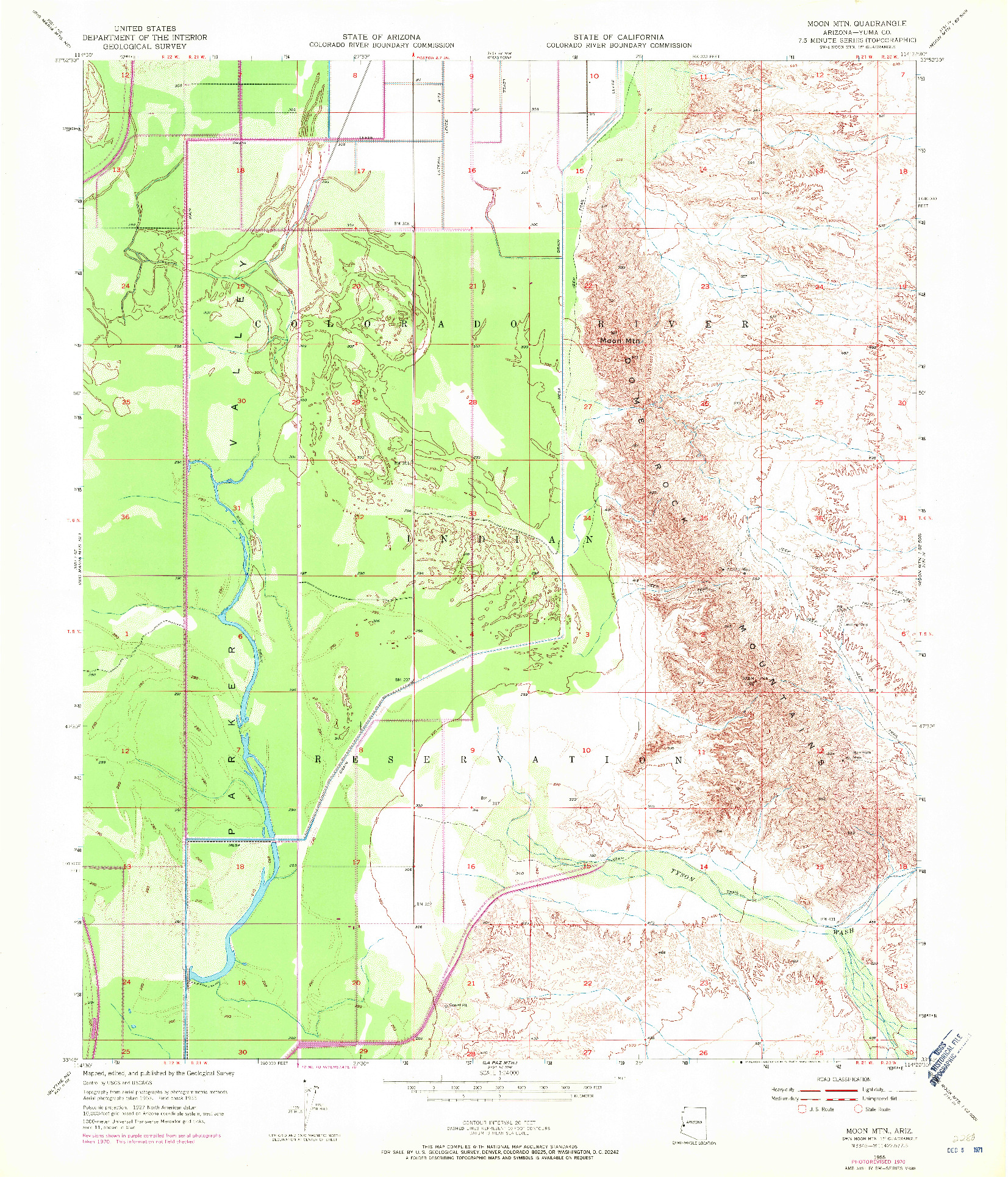 USGS 1:24000-SCALE QUADRANGLE FOR MOON MTN, AZ 1955