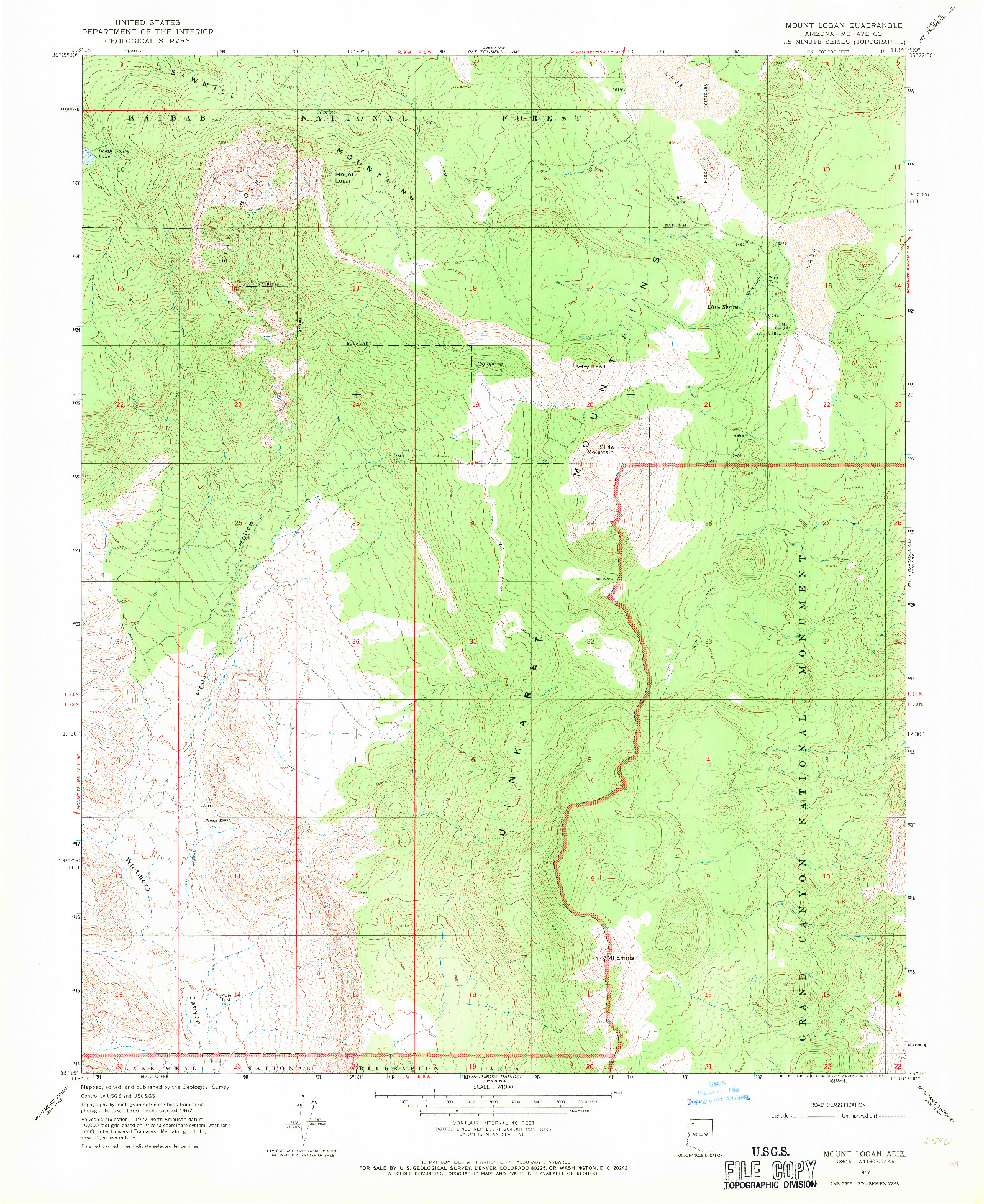 USGS 1:24000-SCALE QUADRANGLE FOR MOUNT LOGAN, AZ 1967