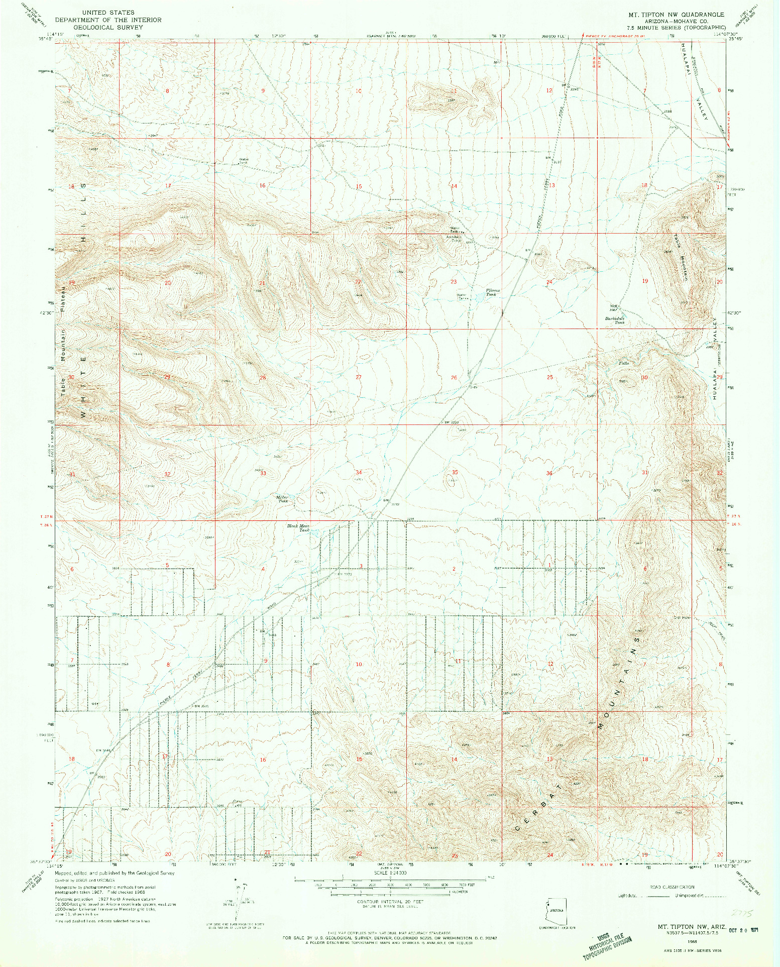 USGS 1:24000-SCALE QUADRANGLE FOR MT. TIPTON NW, AZ 1968