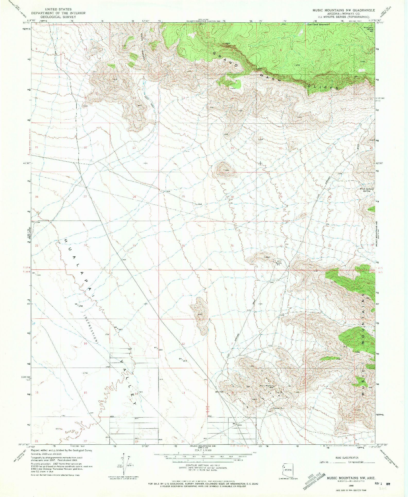 USGS 1:24000-SCALE QUADRANGLE FOR MUSIC MOUNTAINS NW, AZ 1968