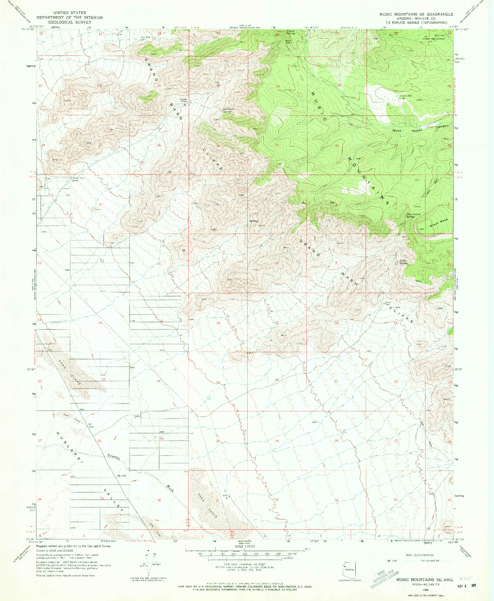 USGS 1:24000-SCALE QUADRANGLE FOR MUSIC MOUNTAINS SE, AZ 1968